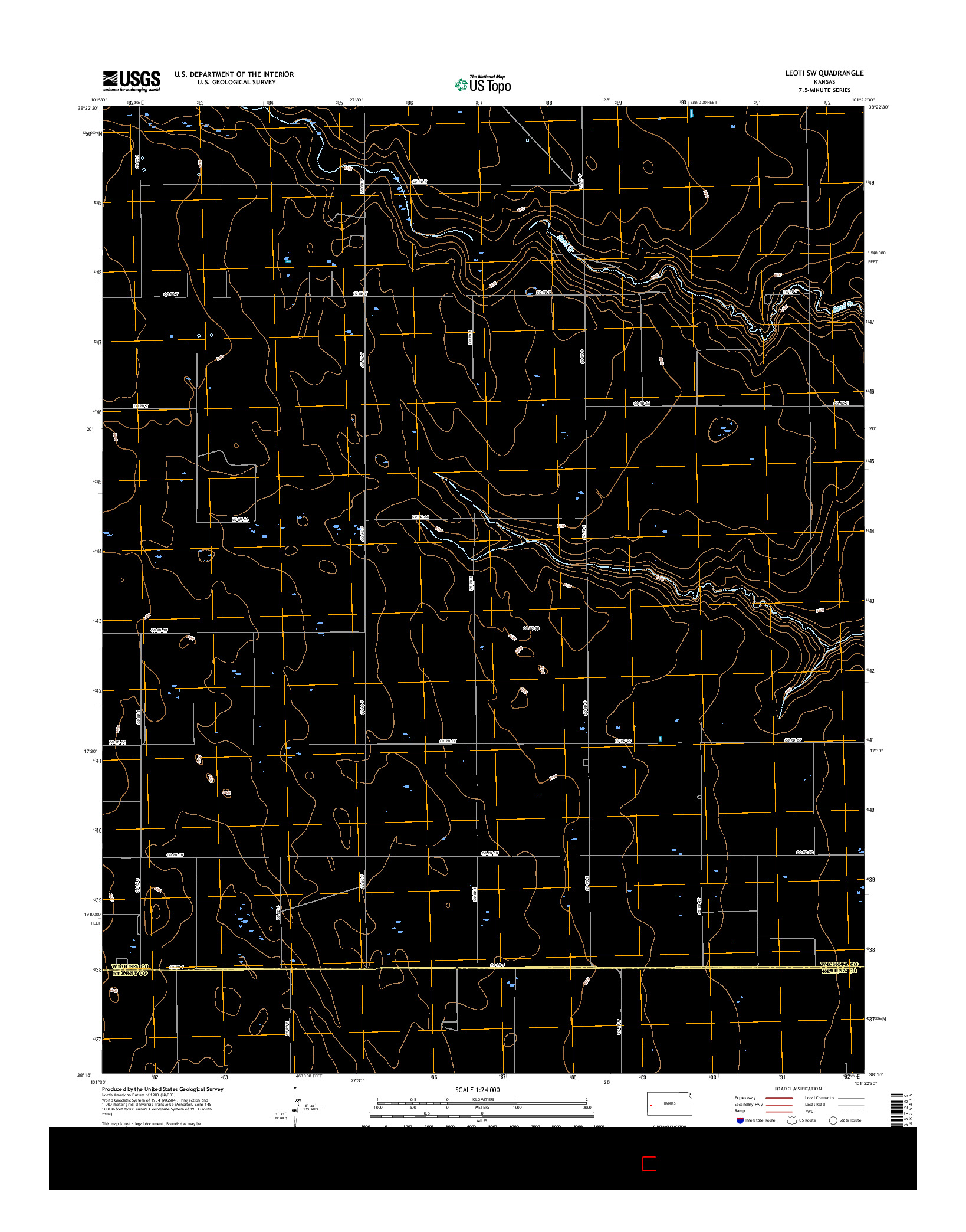 USGS US TOPO 7.5-MINUTE MAP FOR LEOTI SW, KS 2015
