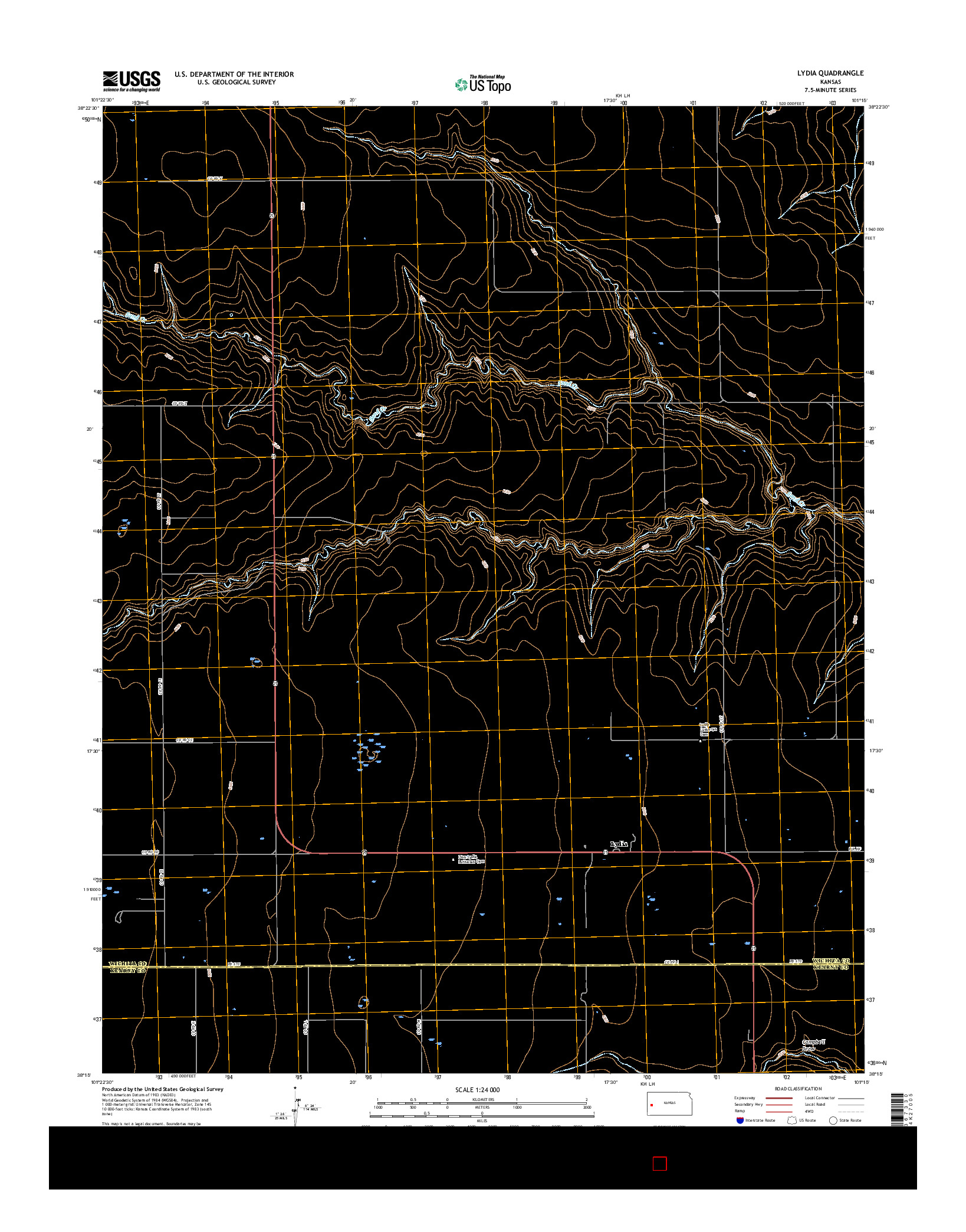 USGS US TOPO 7.5-MINUTE MAP FOR LYDIA, KS 2015