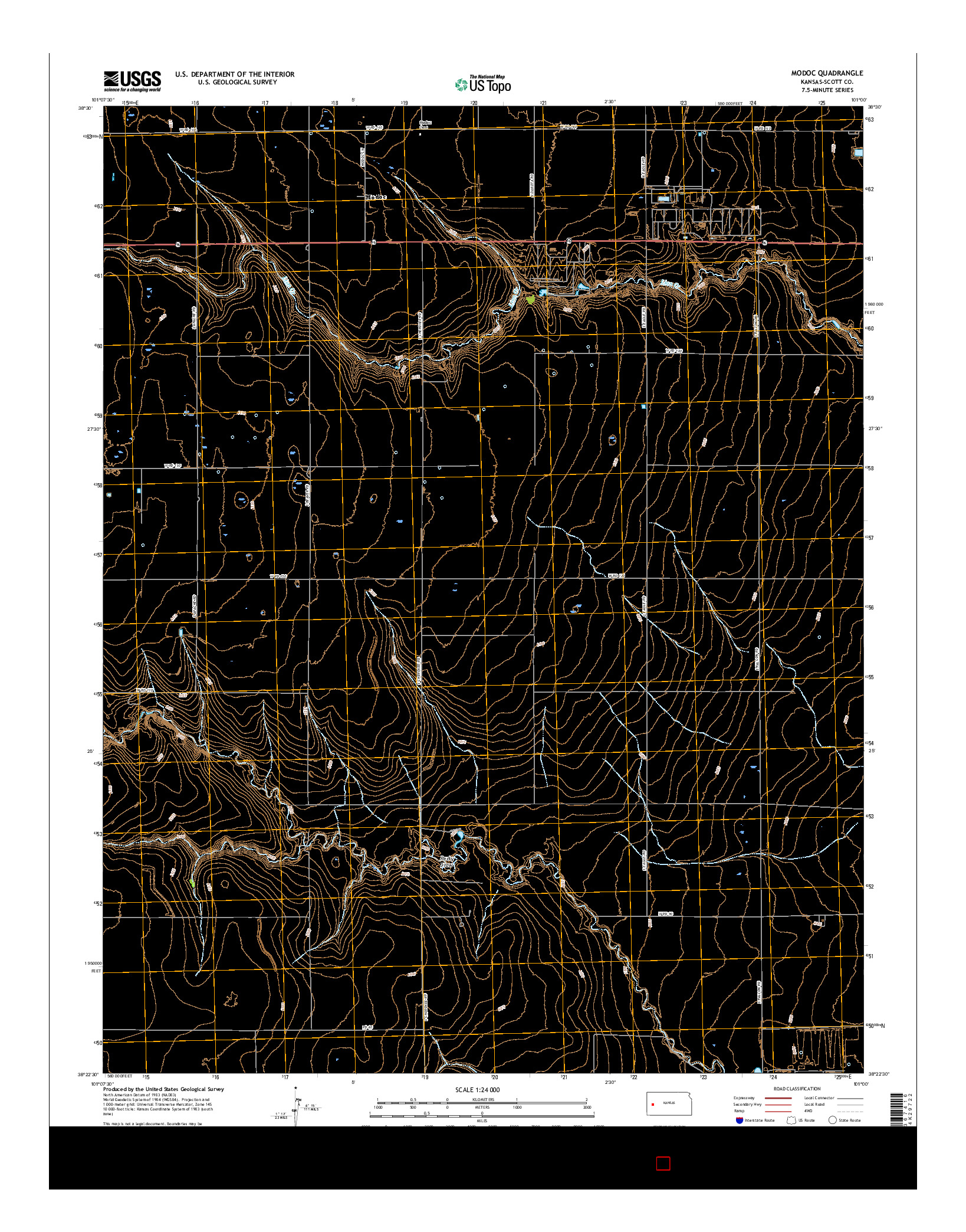 USGS US TOPO 7.5-MINUTE MAP FOR MODOC, KS 2015
