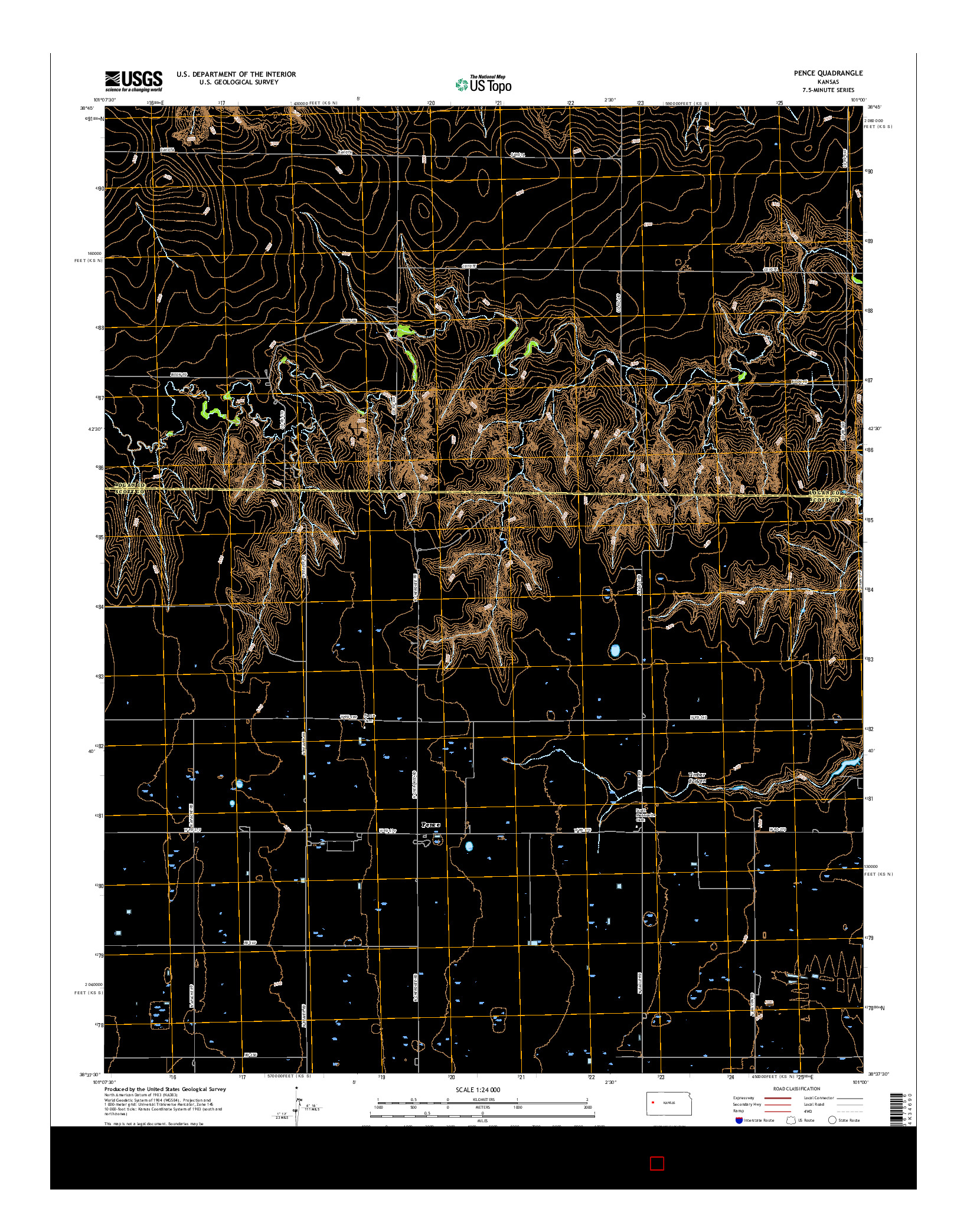 USGS US TOPO 7.5-MINUTE MAP FOR PENCE, KS 2015