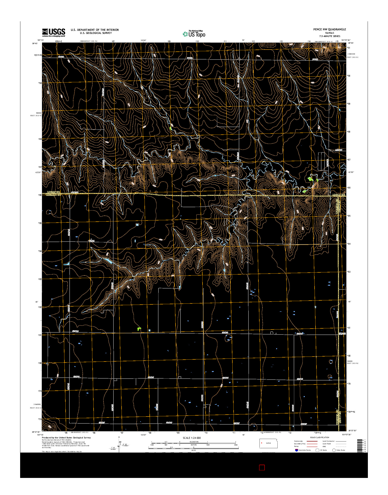 USGS US TOPO 7.5-MINUTE MAP FOR PENCE NW, KS 2015