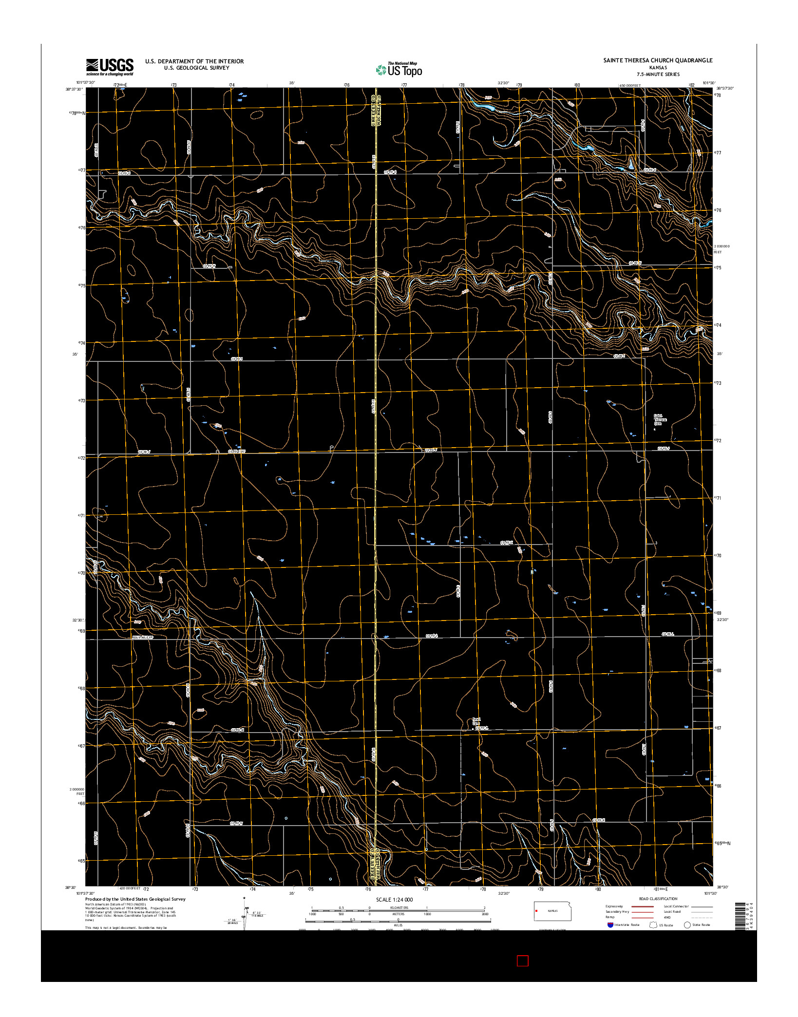 USGS US TOPO 7.5-MINUTE MAP FOR SAINTE THERESA CHURCH, KS 2015