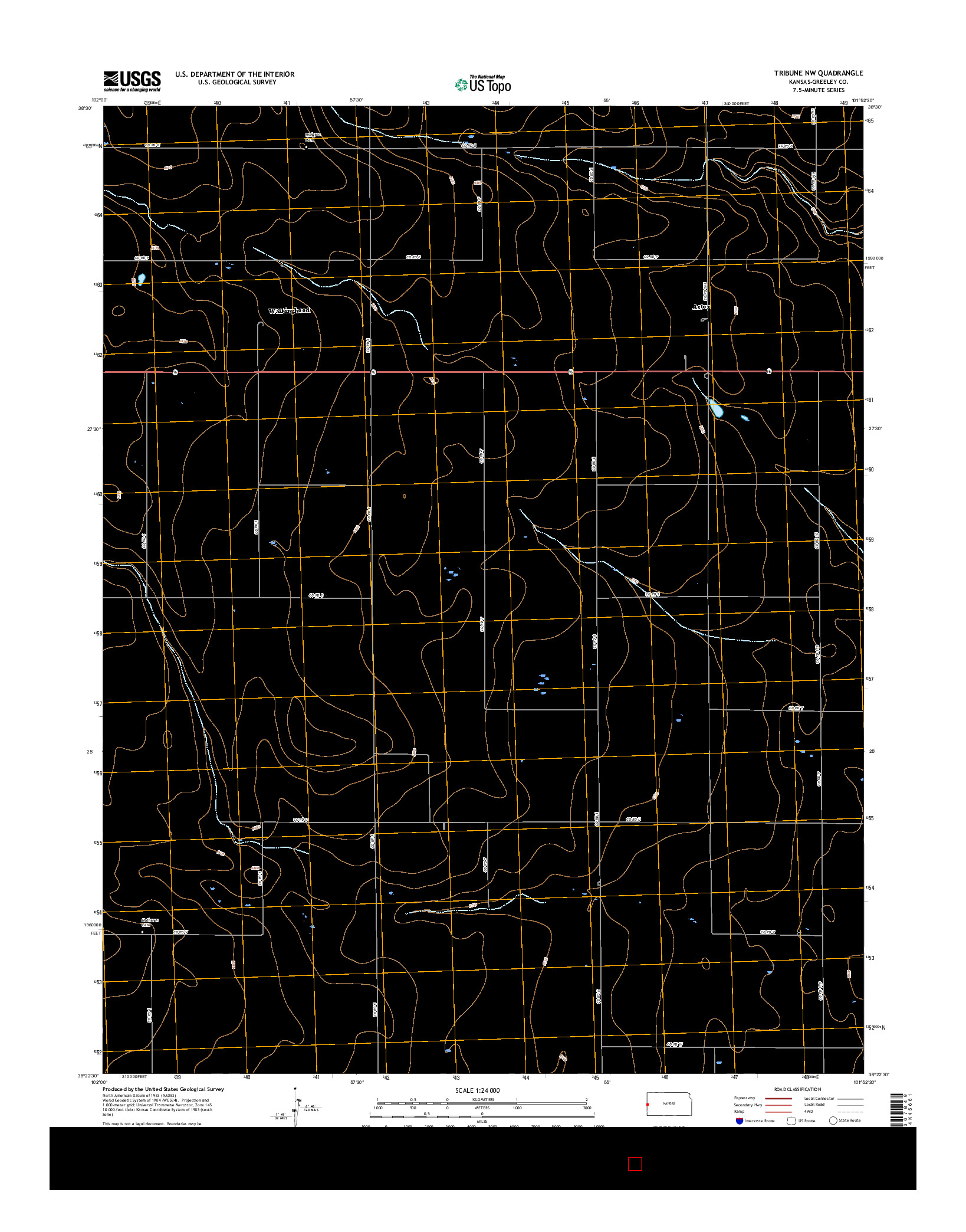 USGS US TOPO 7.5-MINUTE MAP FOR TRIBUNE NW, KS 2015