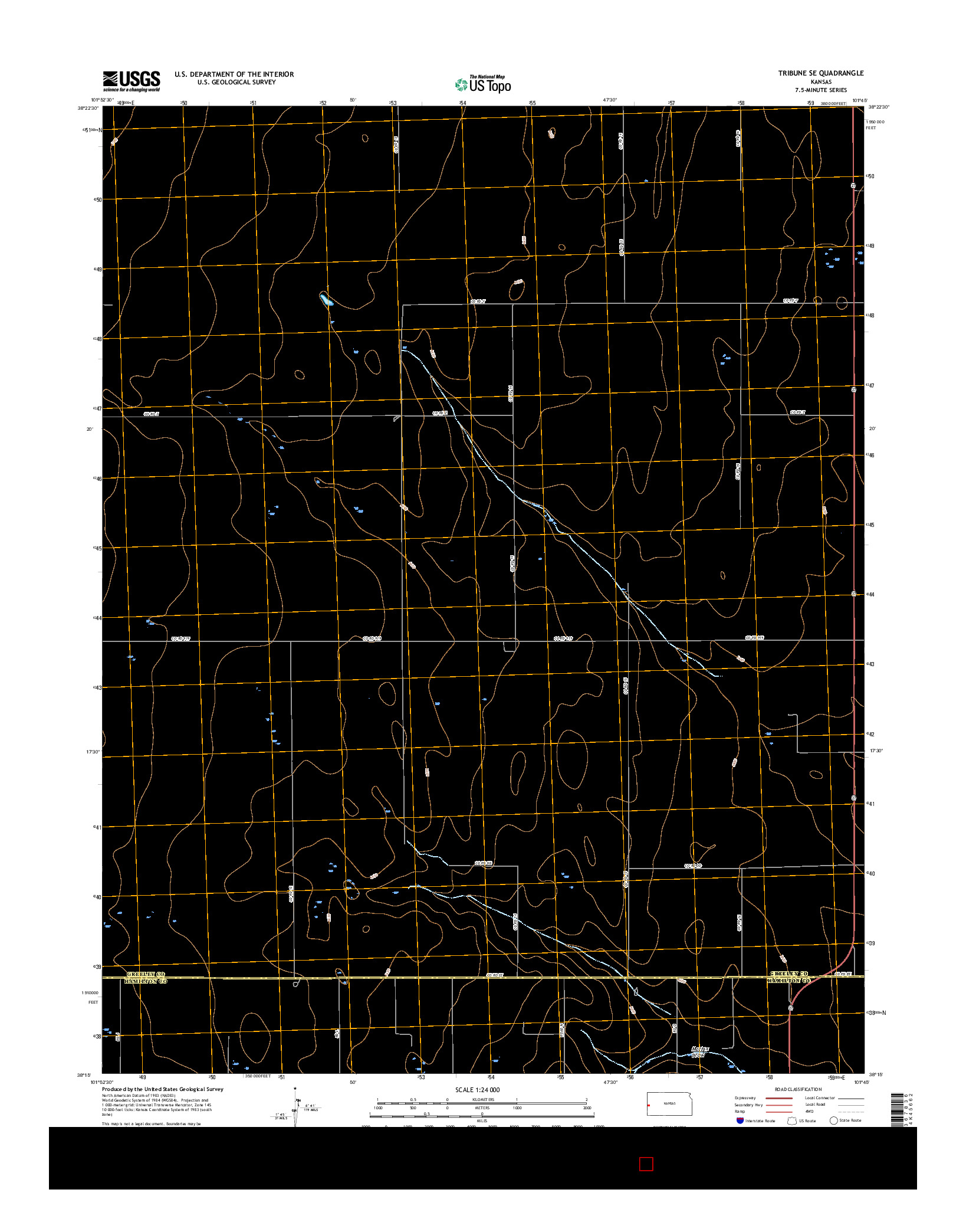 USGS US TOPO 7.5-MINUTE MAP FOR TRIBUNE SE, KS 2015