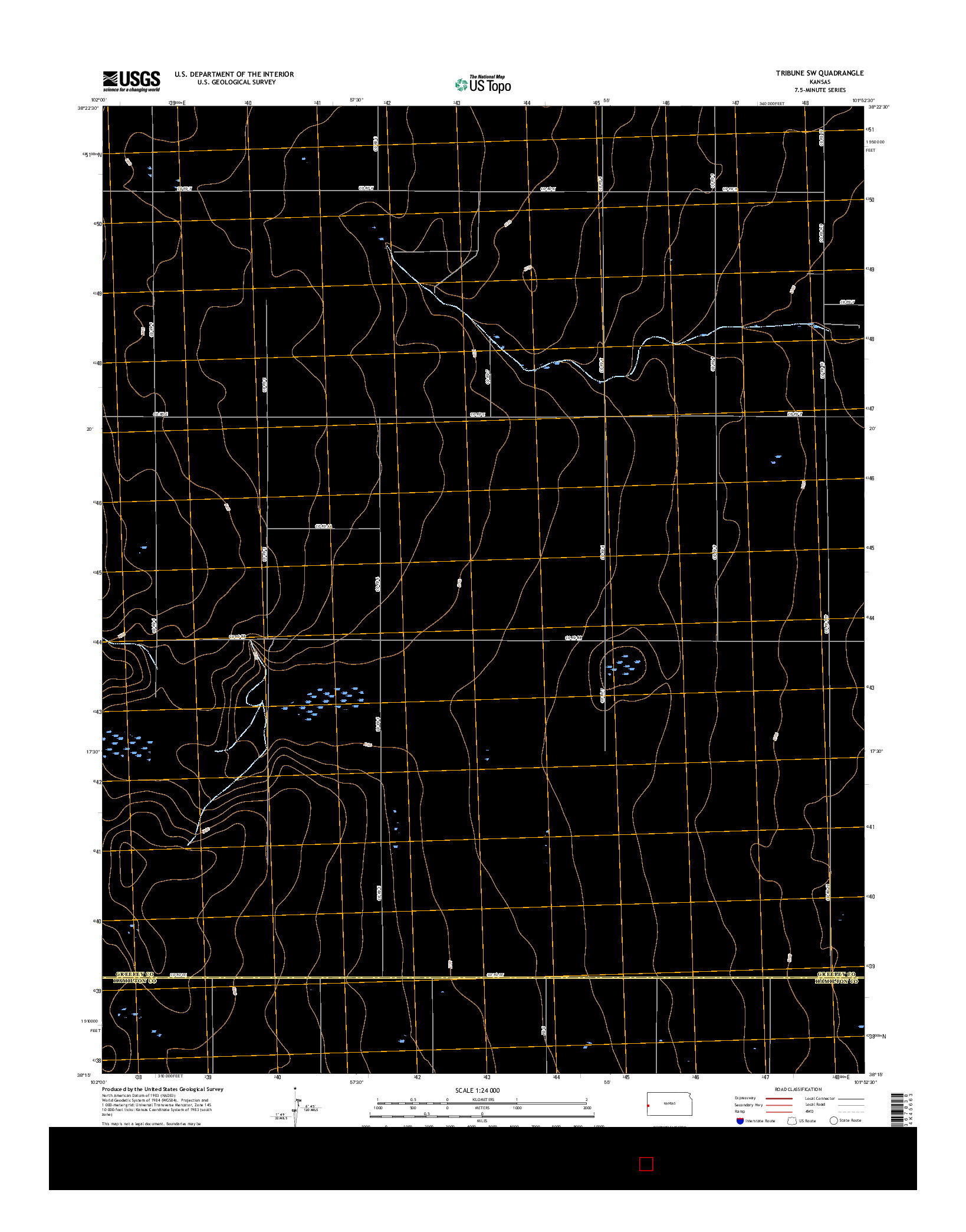 USGS US TOPO 7.5-MINUTE MAP FOR TRIBUNE SW, KS 2015