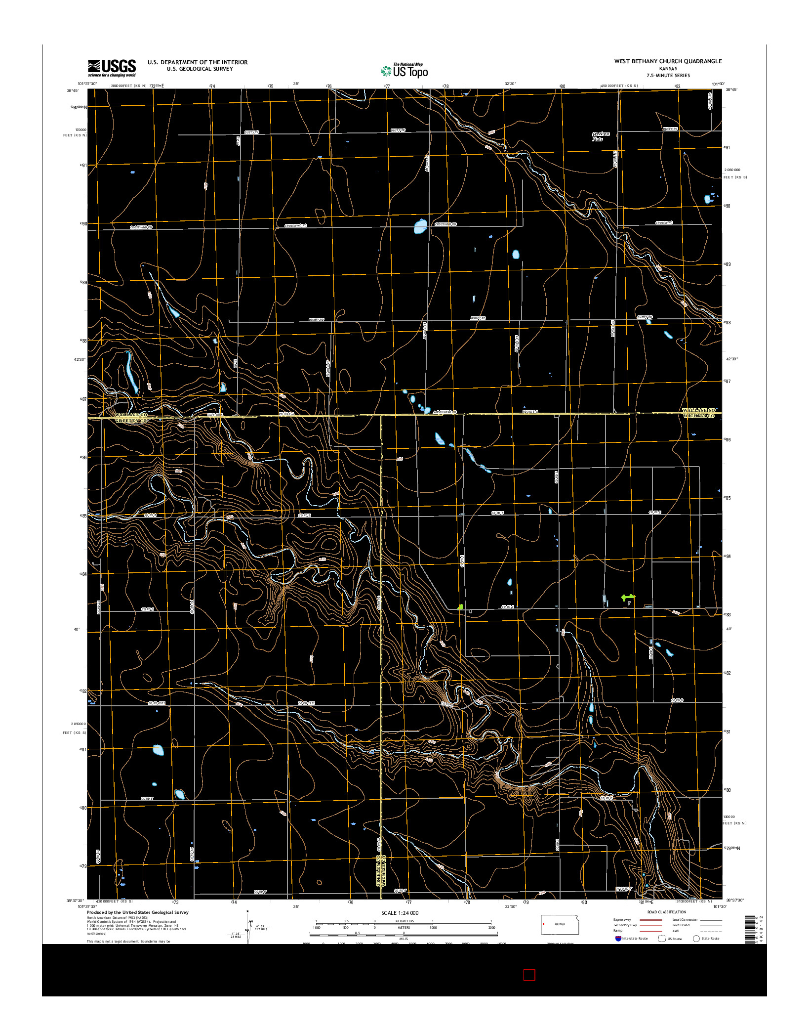 USGS US TOPO 7.5-MINUTE MAP FOR WEST BETHANY CHURCH, KS 2015