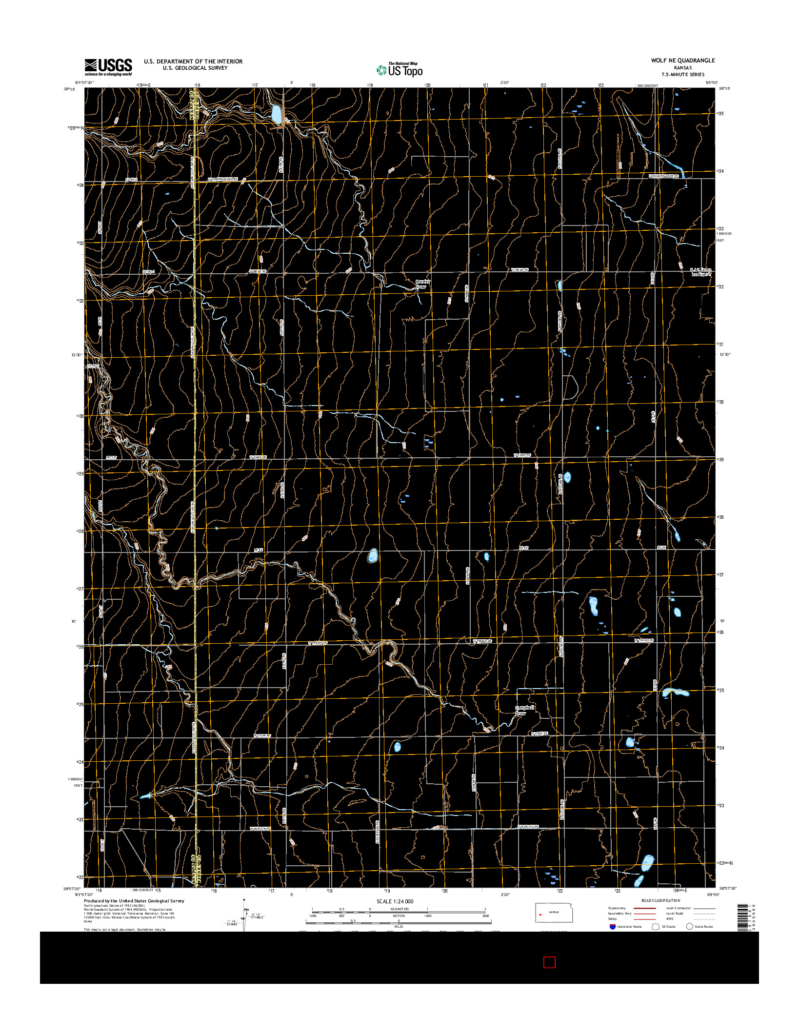 USGS US TOPO 7.5-MINUTE MAP FOR WOLF NE, KS 2015