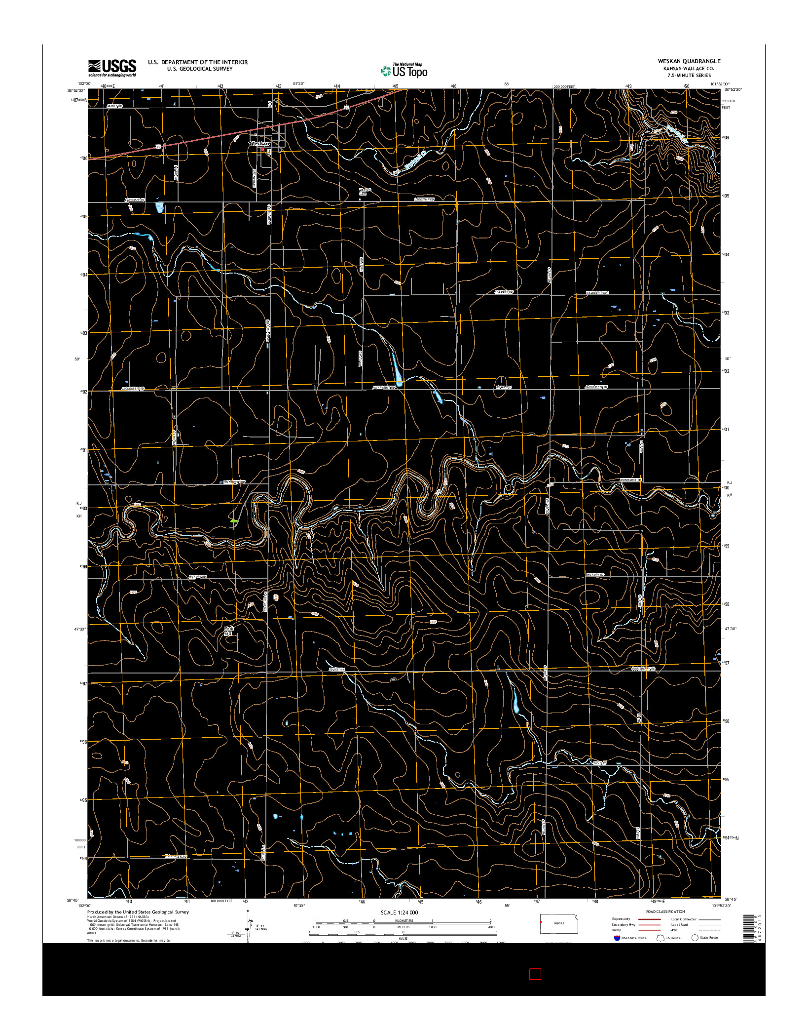 USGS US TOPO 7.5-MINUTE MAP FOR WESKAN, KS 2015