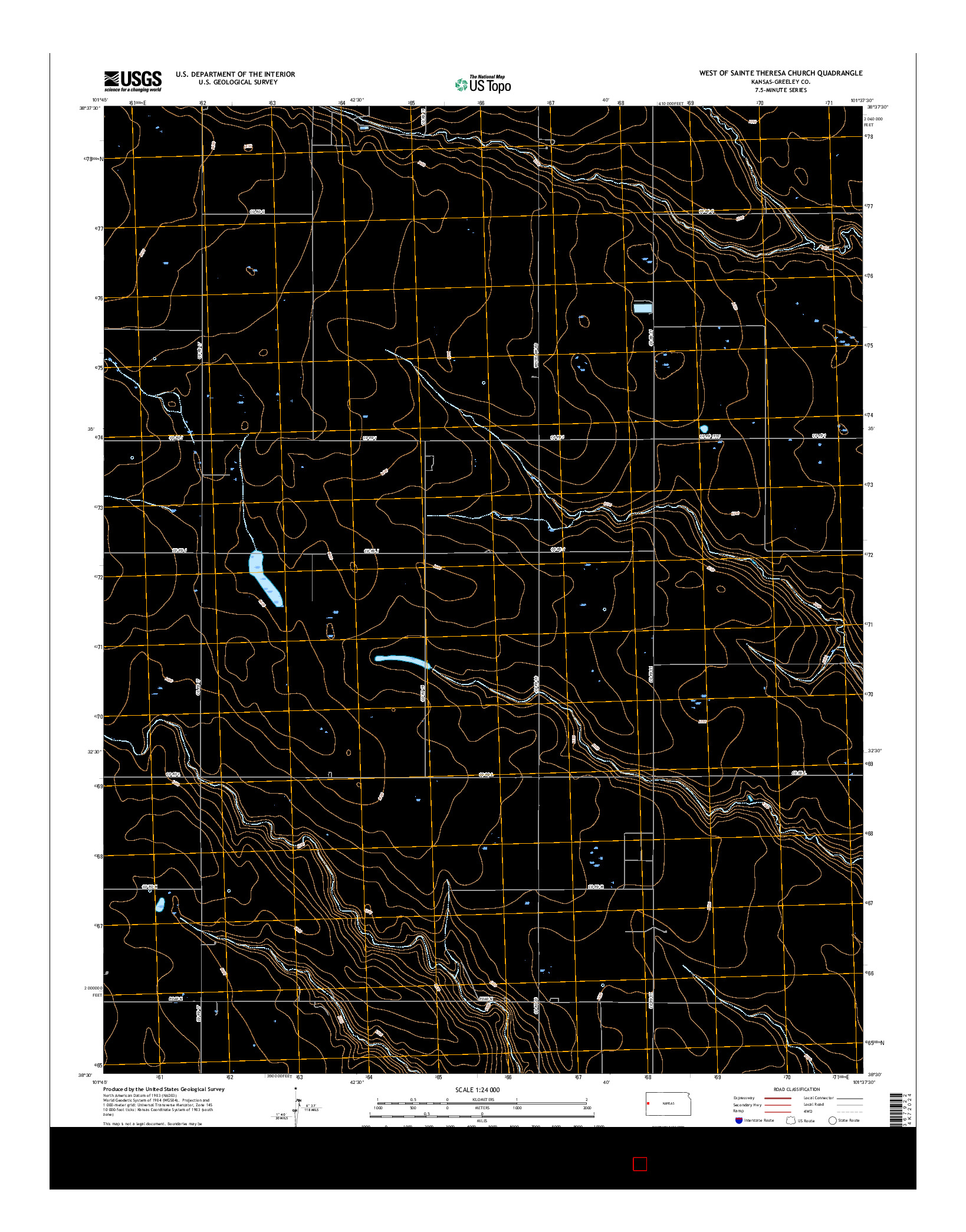 USGS US TOPO 7.5-MINUTE MAP FOR WEST OF SAINTE THERESA CHURCH, KS 2015