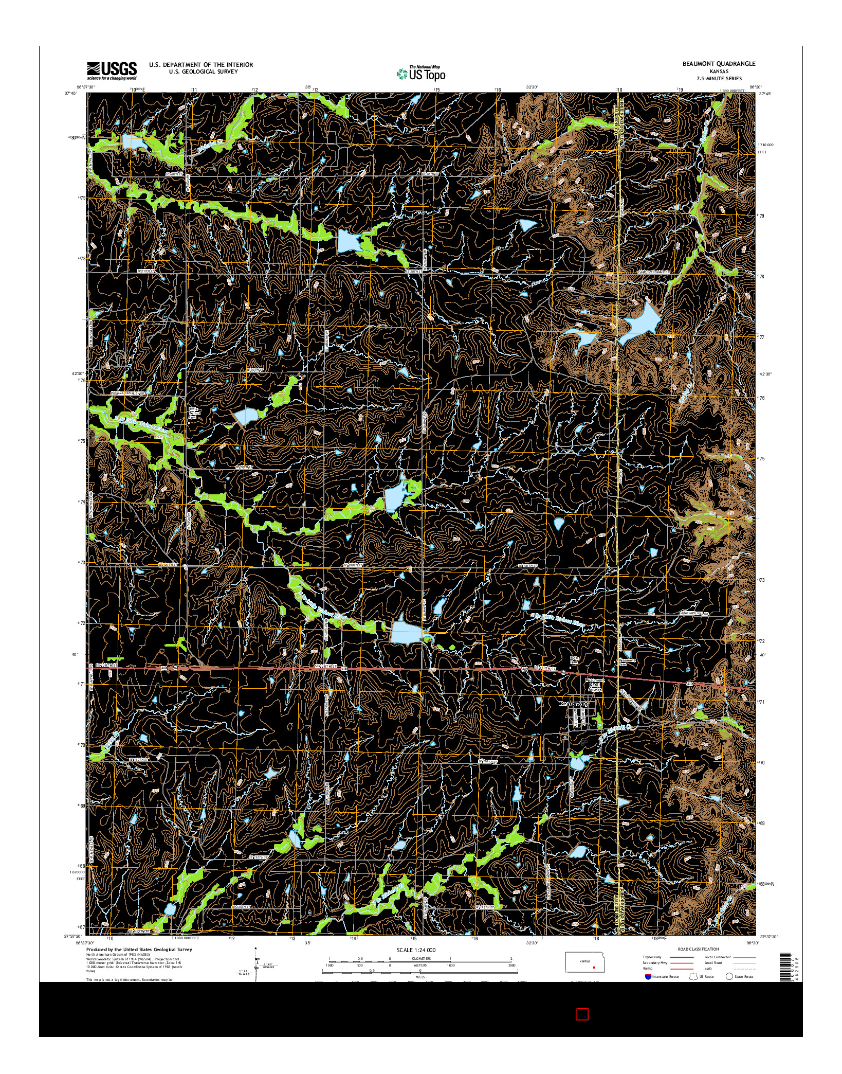 USGS US TOPO 7.5-MINUTE MAP FOR BEAUMONT, KS 2015