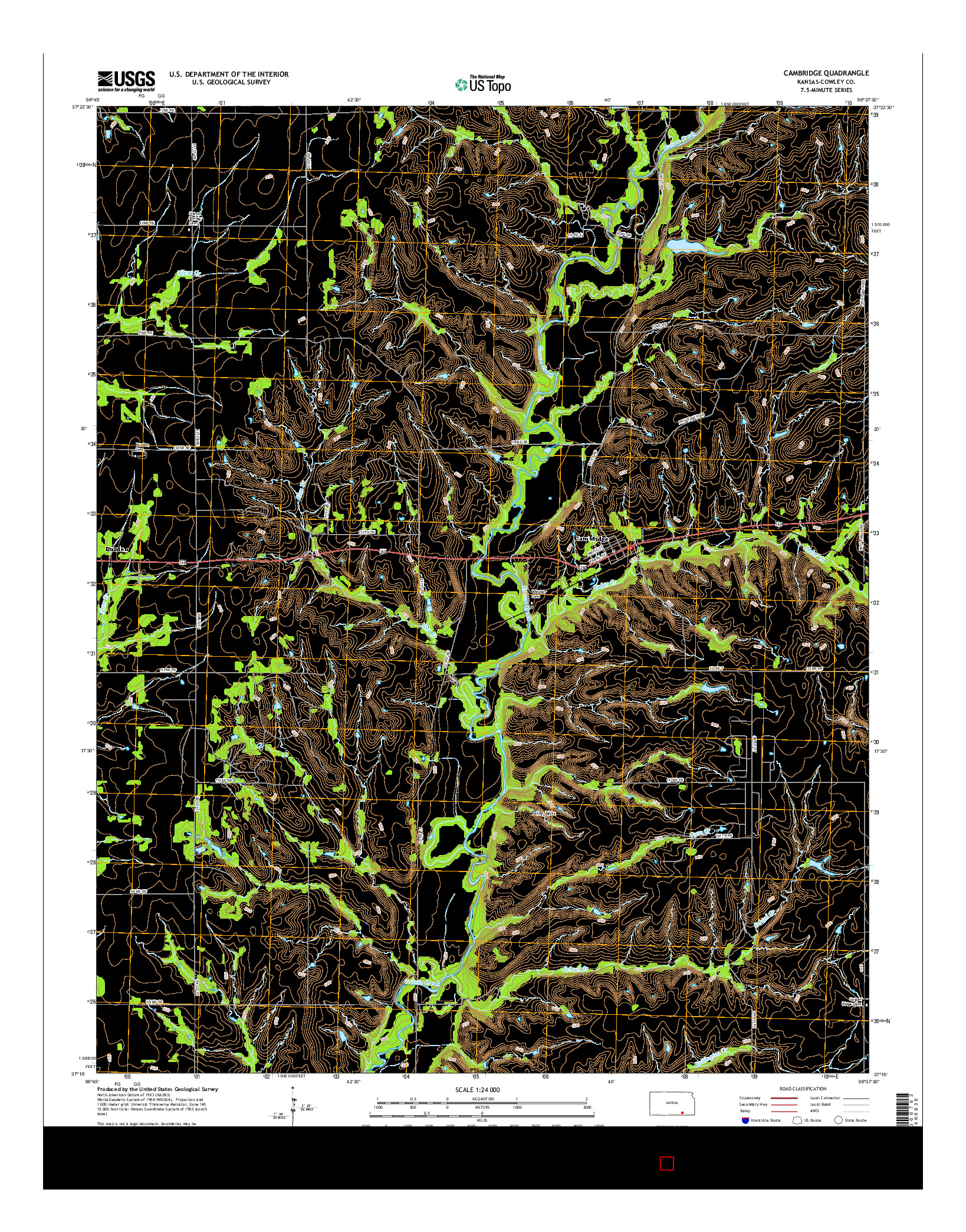 USGS US TOPO 7.5-MINUTE MAP FOR CAMBRIDGE, KS 2015