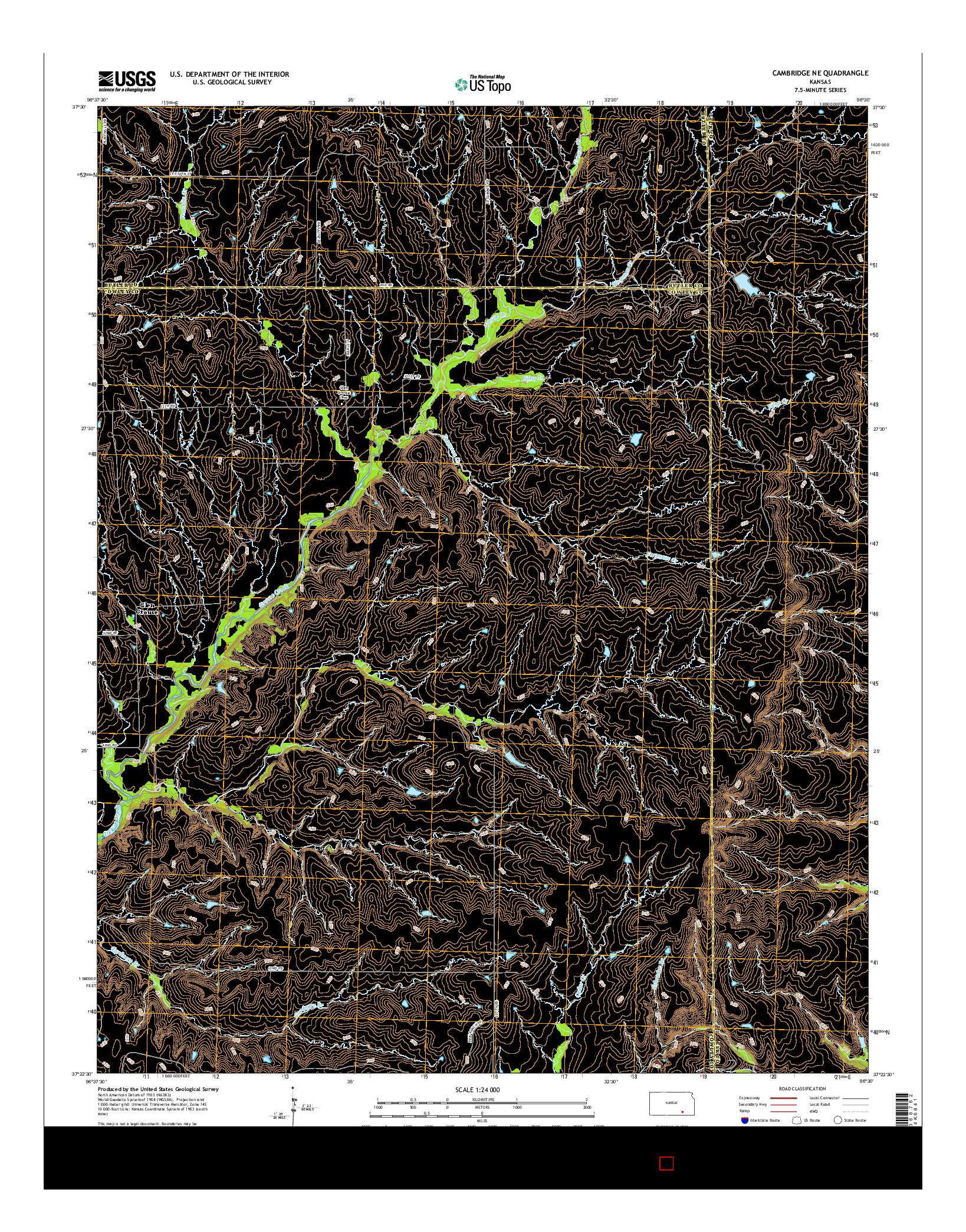 USGS US TOPO 7.5-MINUTE MAP FOR CAMBRIDGE NE, KS 2015