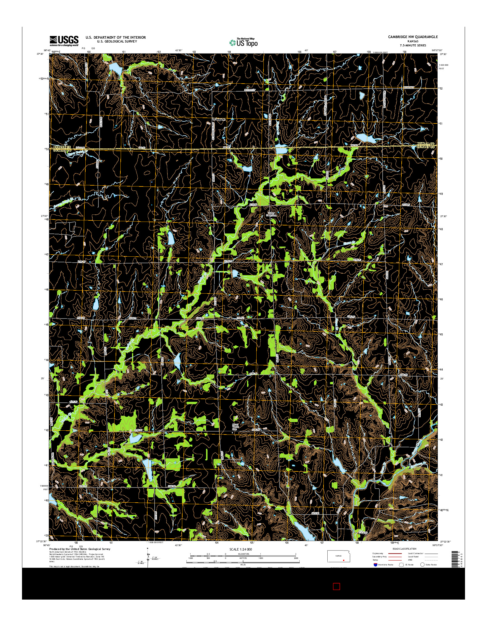 USGS US TOPO 7.5-MINUTE MAP FOR CAMBRIDGE NW, KS 2015
