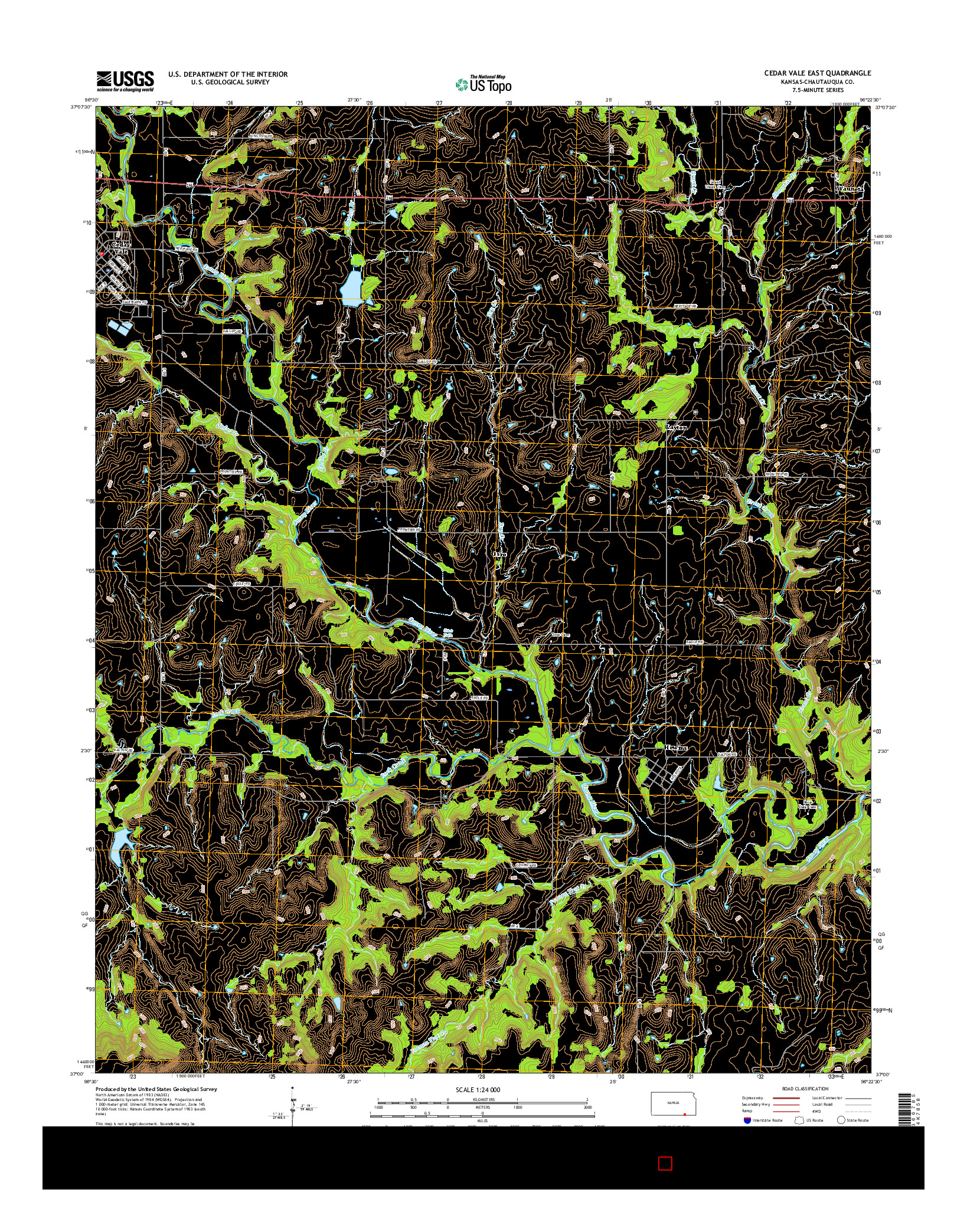 USGS US TOPO 7.5-MINUTE MAP FOR CEDAR VALE EAST, KS 2015