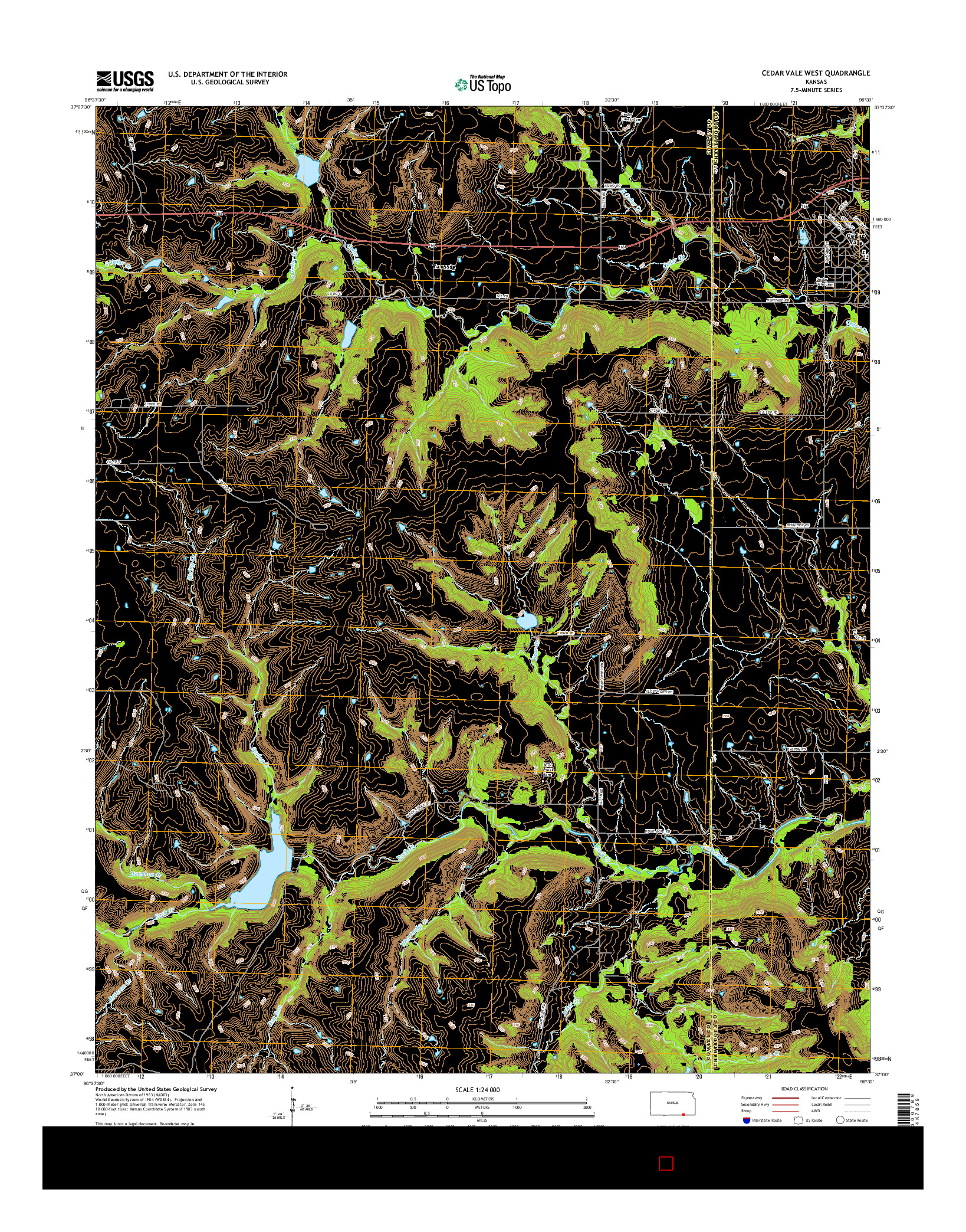 USGS US TOPO 7.5-MINUTE MAP FOR CEDAR VALE WEST, KS 2015
