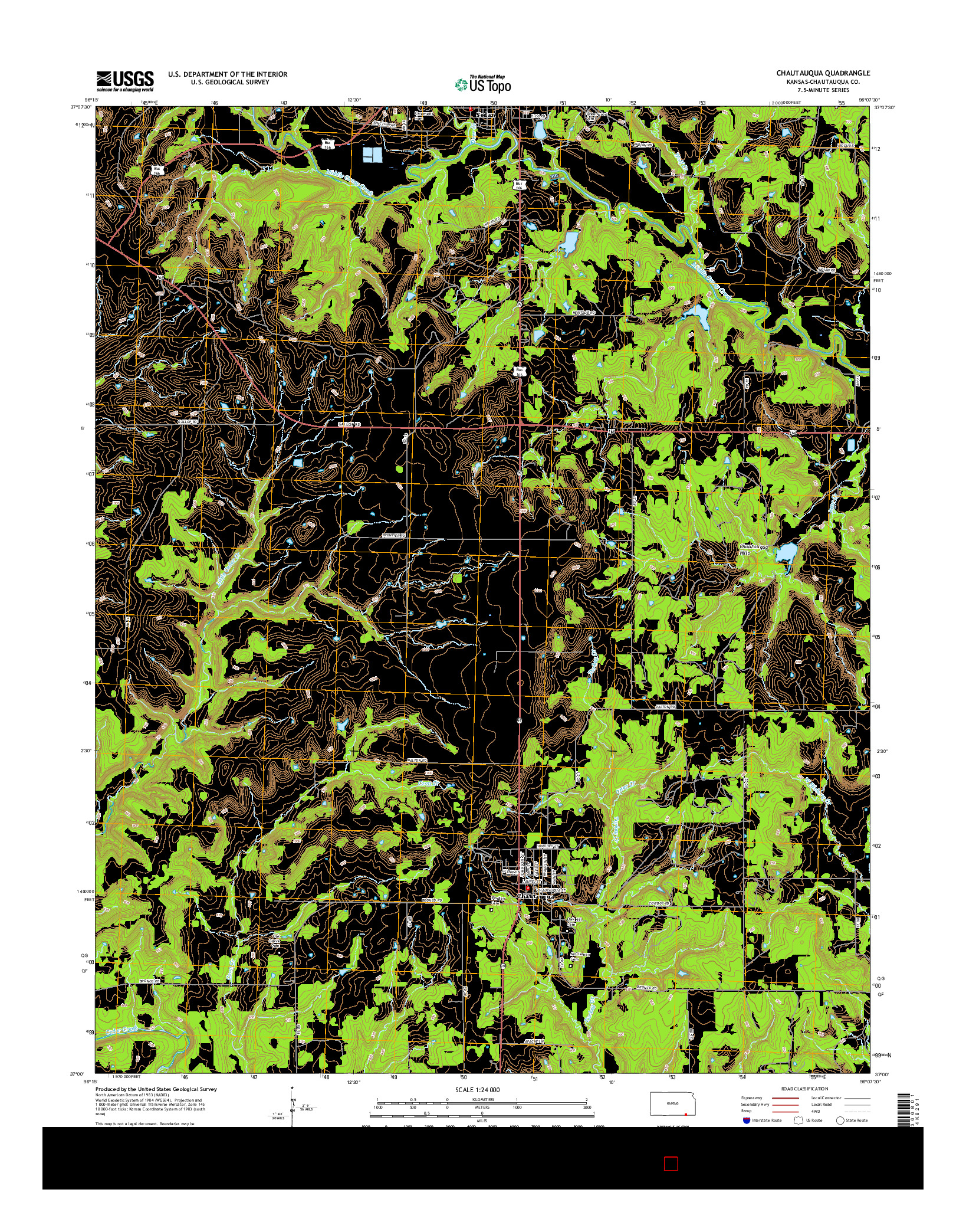 USGS US TOPO 7.5-MINUTE MAP FOR CHAUTAUQUA, KS 2015