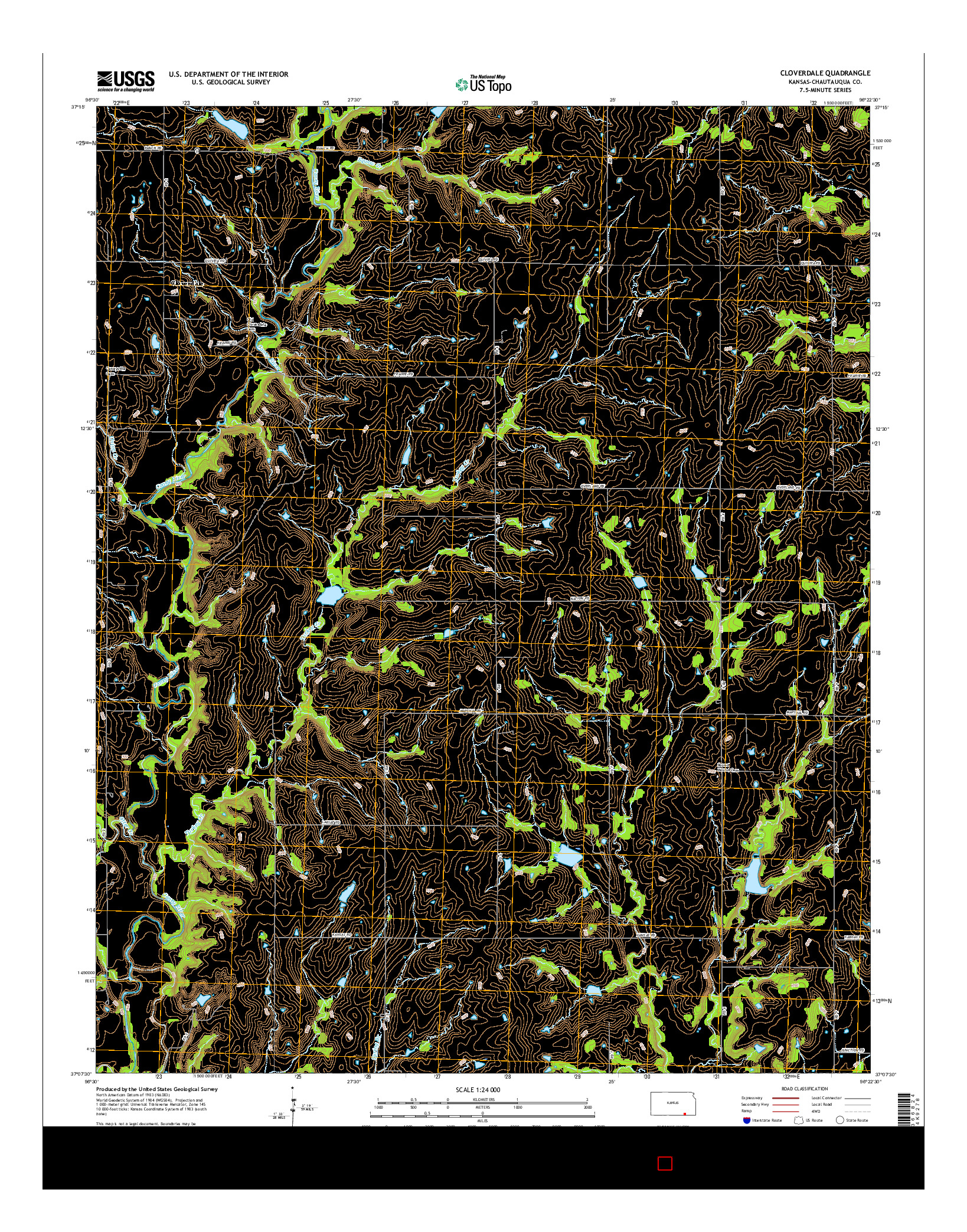 USGS US TOPO 7.5-MINUTE MAP FOR CLOVERDALE, KS 2015