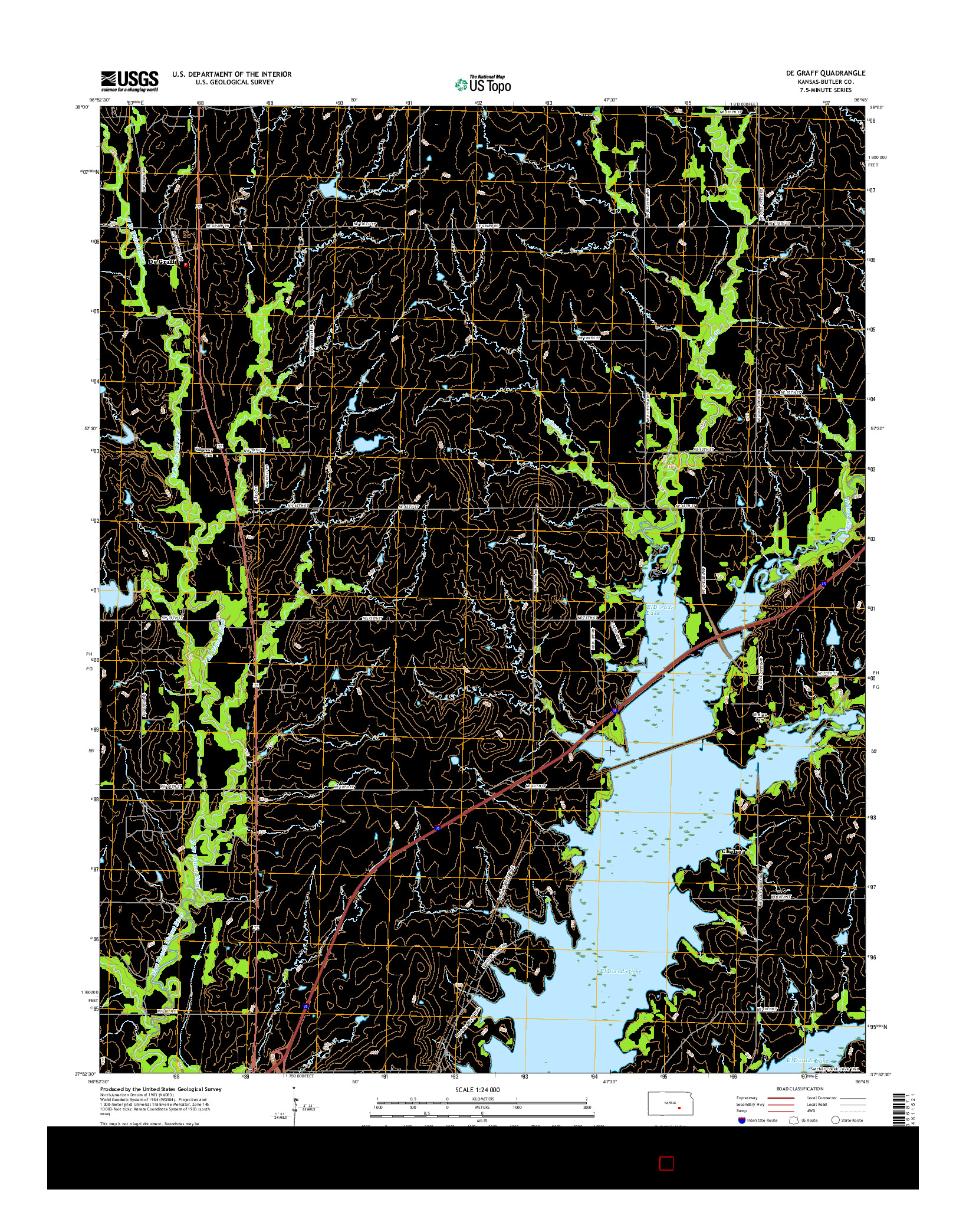 USGS US TOPO 7.5-MINUTE MAP FOR DE GRAFF, KS 2015