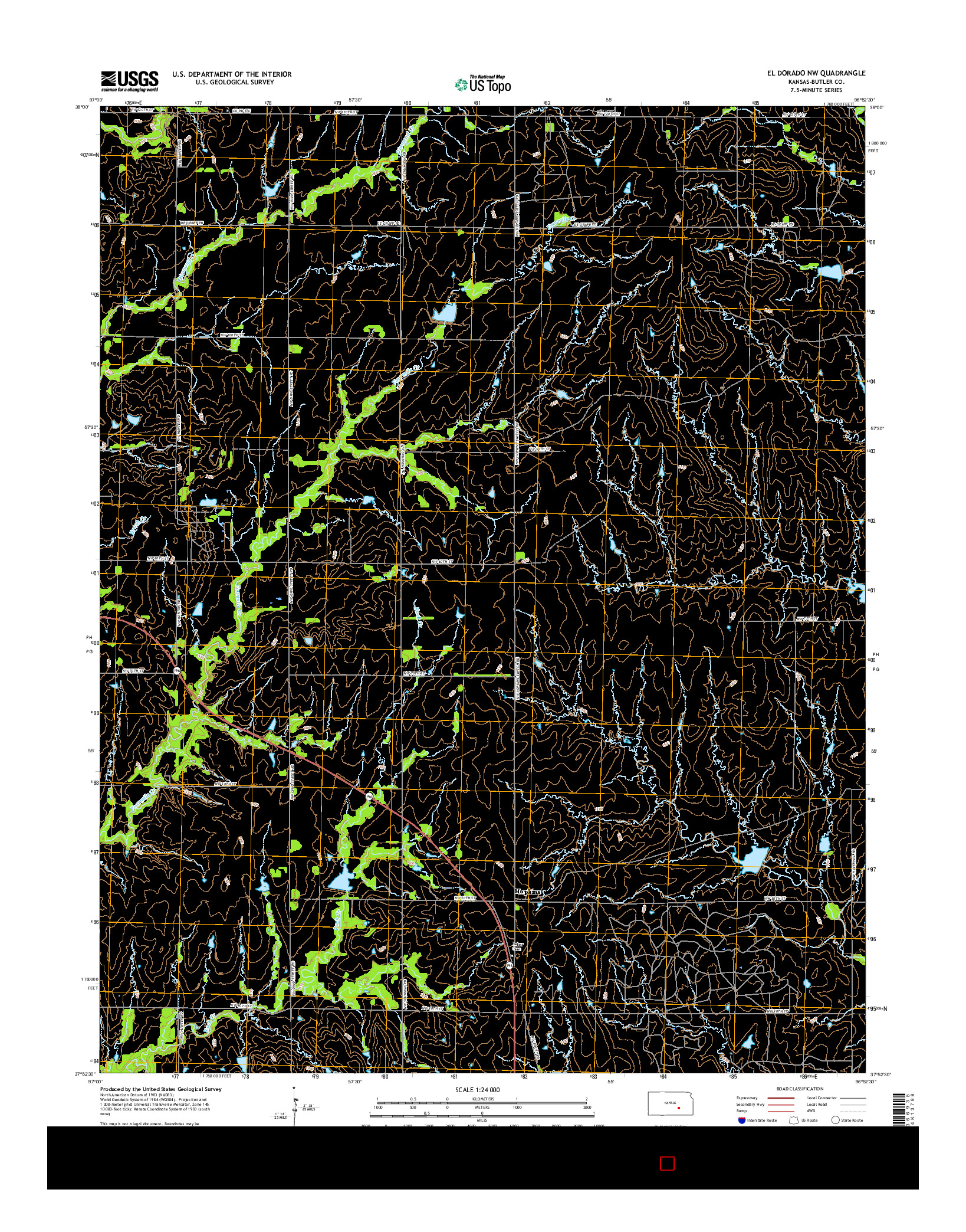USGS US TOPO 7.5-MINUTE MAP FOR EL DORADO NW, KS 2015