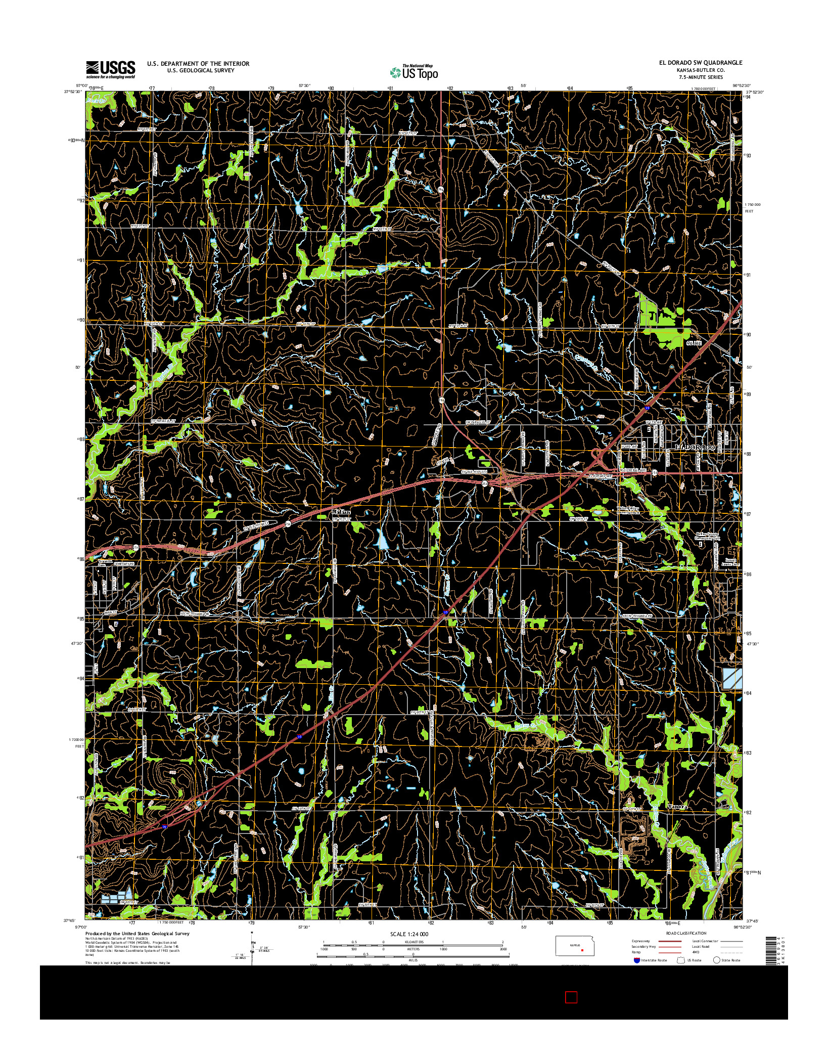 USGS US TOPO 7.5-MINUTE MAP FOR EL DORADO SW, KS 2015