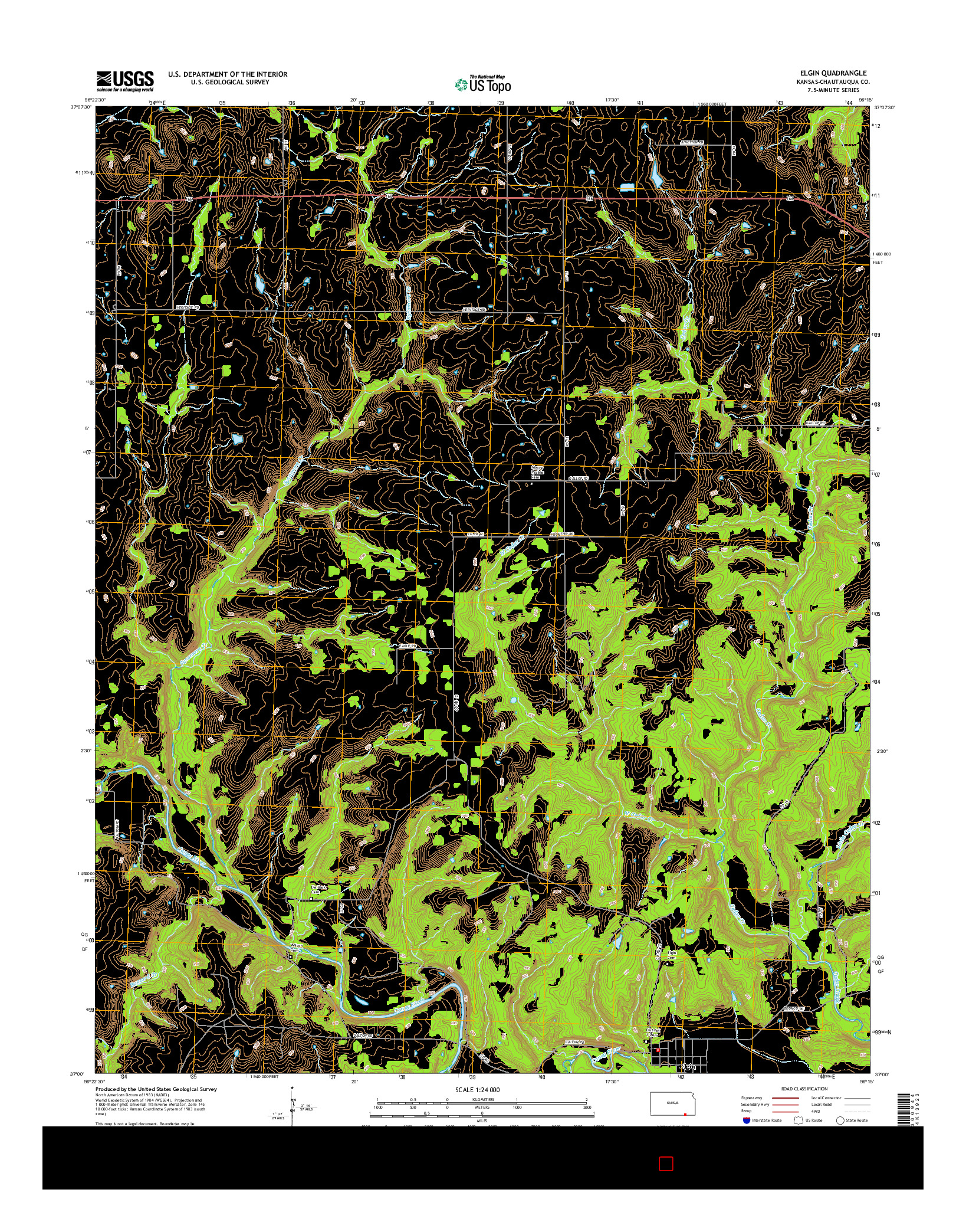 USGS US TOPO 7.5-MINUTE MAP FOR ELGIN, KS 2015