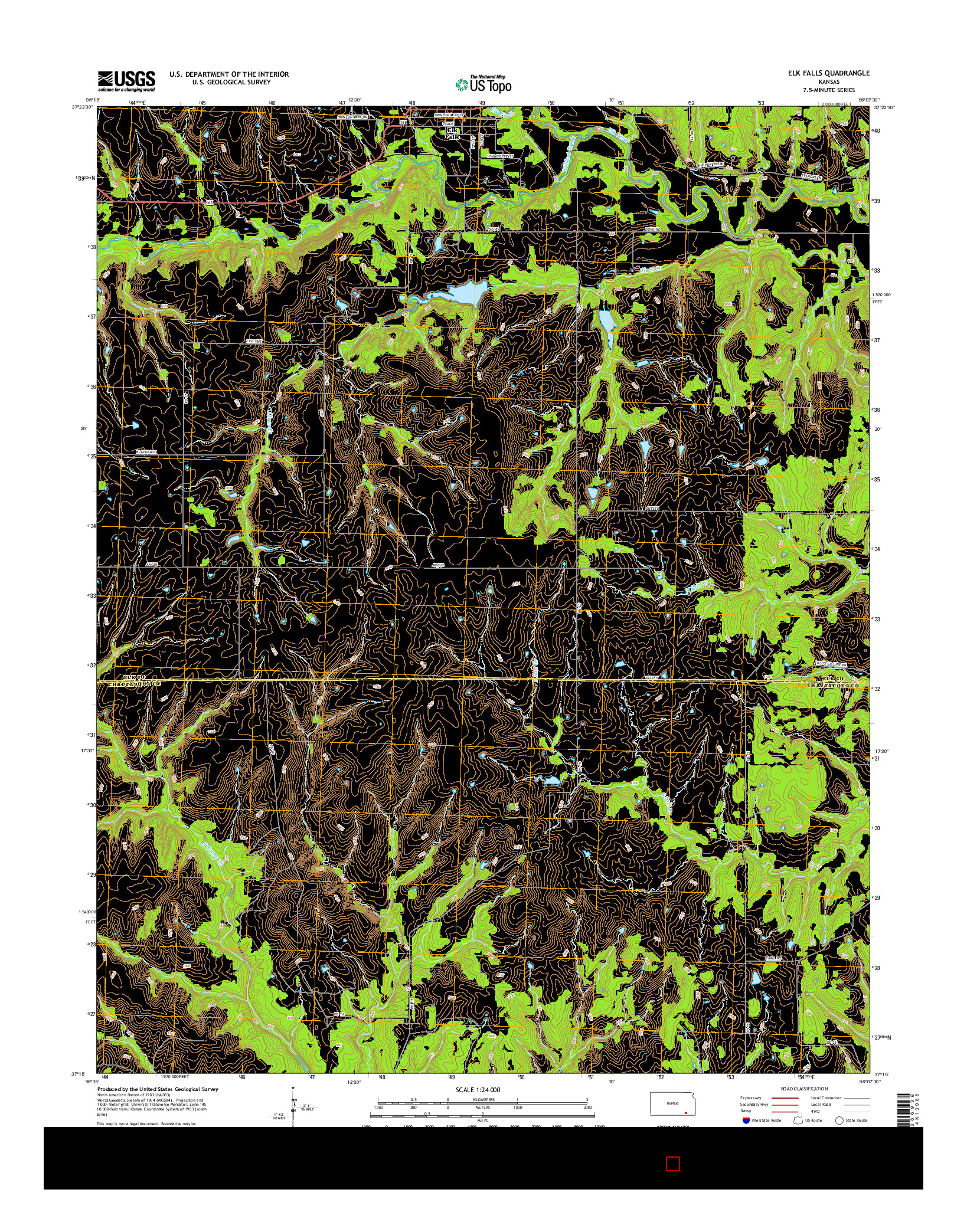 USGS US TOPO 7.5-MINUTE MAP FOR ELK FALLS, KS 2015