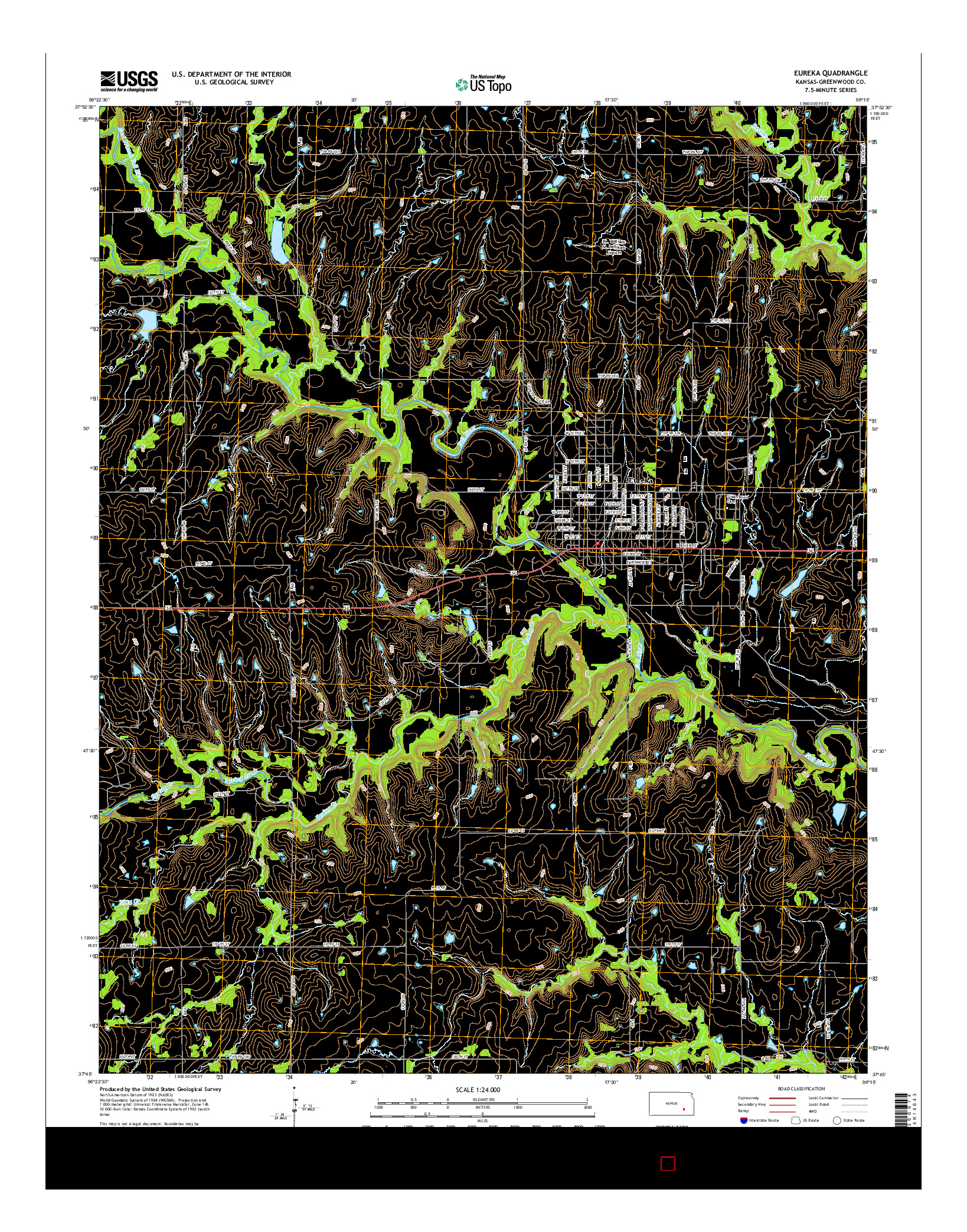 USGS US TOPO 7.5-MINUTE MAP FOR EUREKA, KS 2015