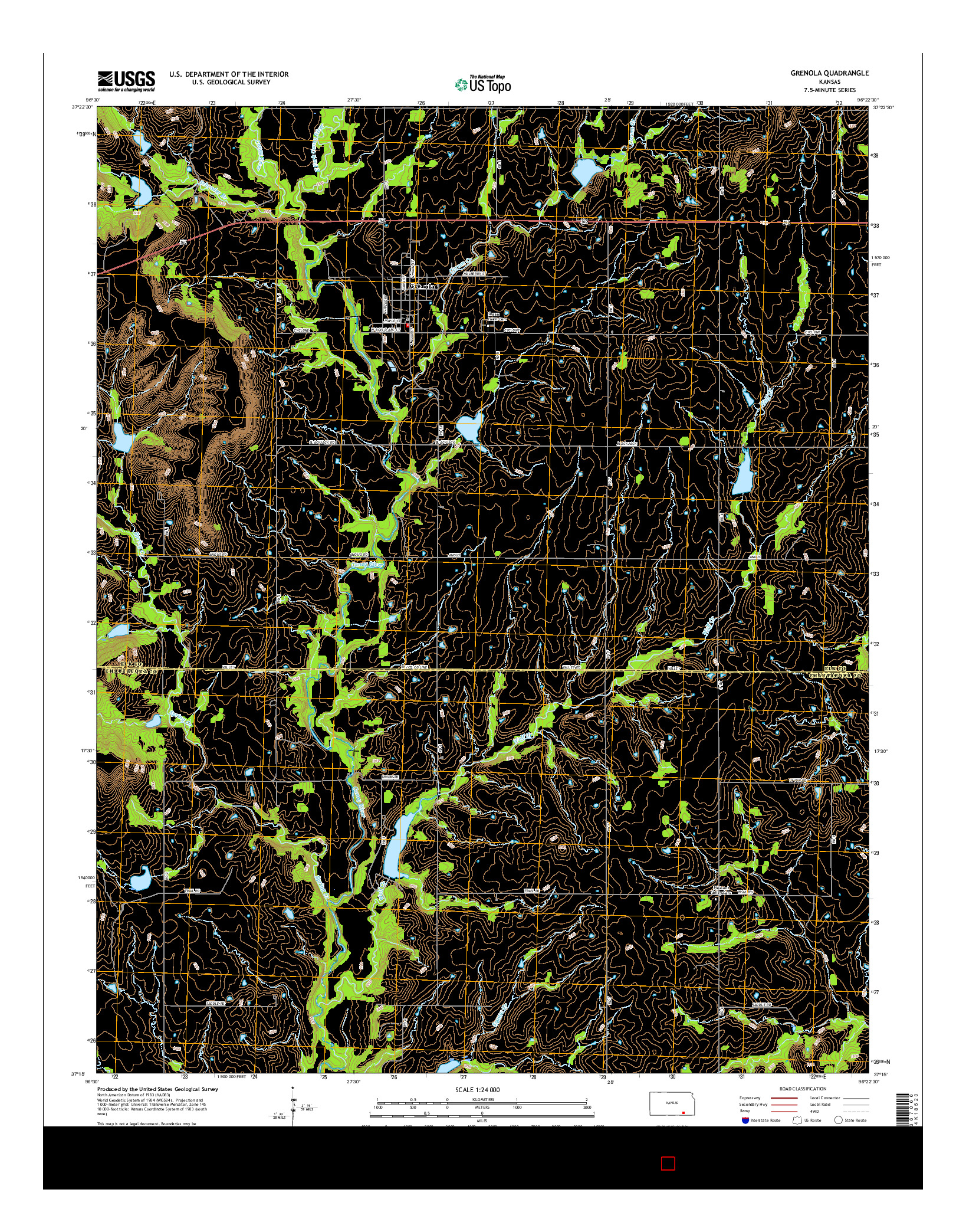 USGS US TOPO 7.5-MINUTE MAP FOR GRENOLA, KS 2015