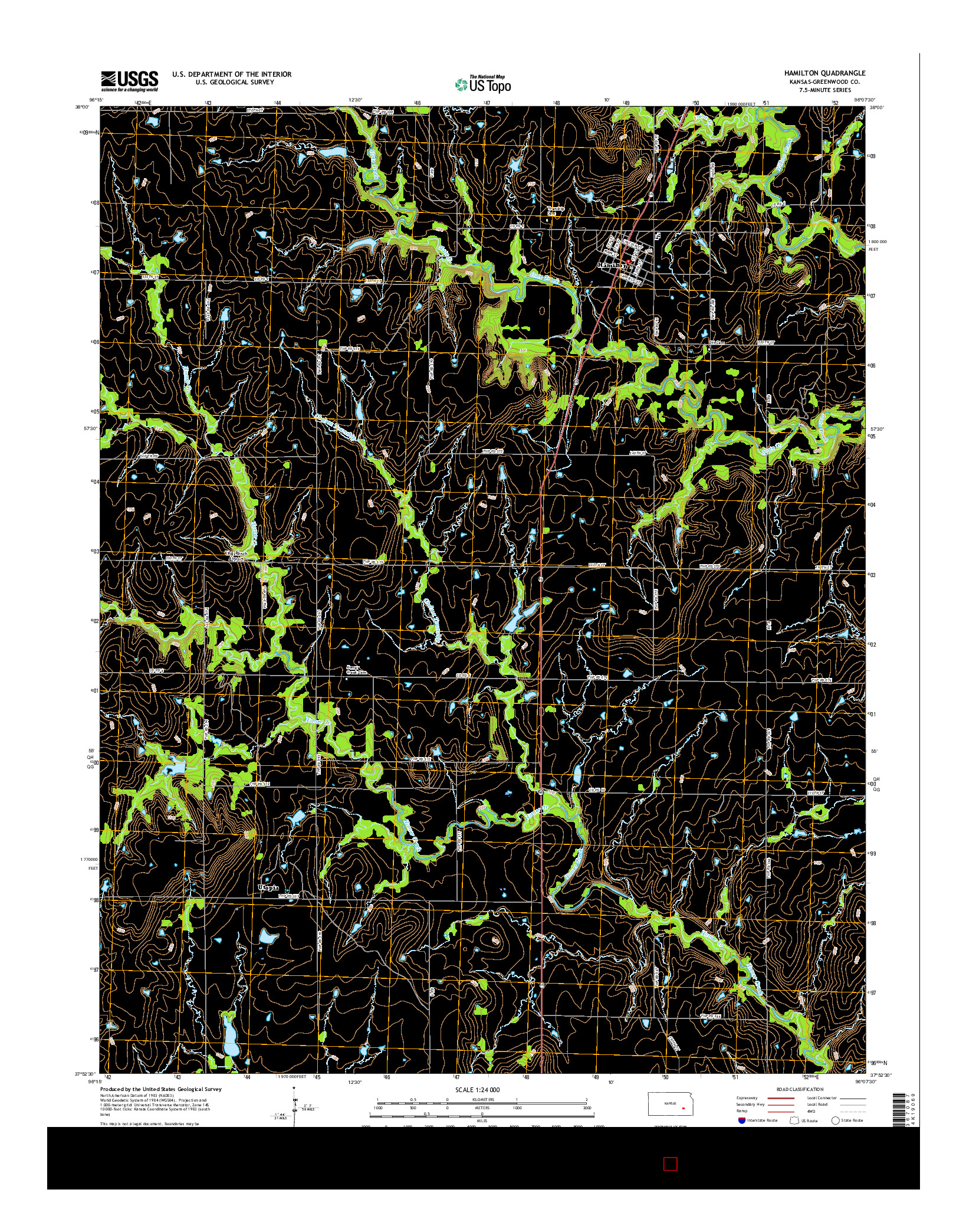 USGS US TOPO 7.5-MINUTE MAP FOR HAMILTON, KS 2015