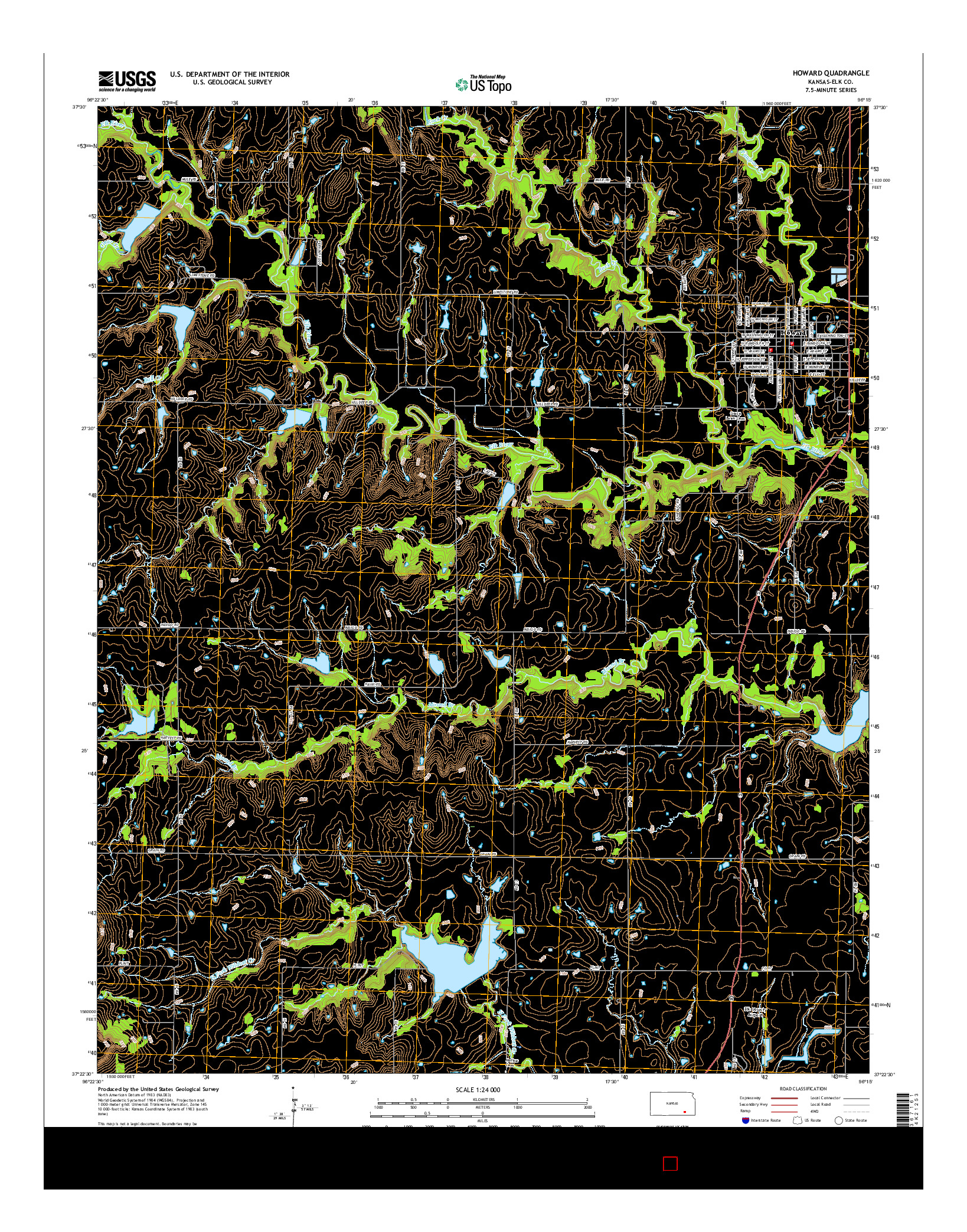 USGS US TOPO 7.5-MINUTE MAP FOR HOWARD, KS 2015
