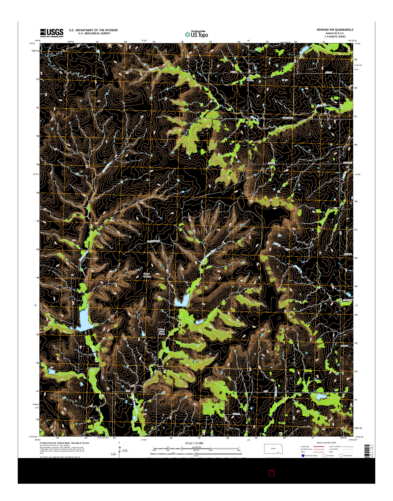 USGS US TOPO 7.5-MINUTE MAP FOR HOWARD NW, KS 2015