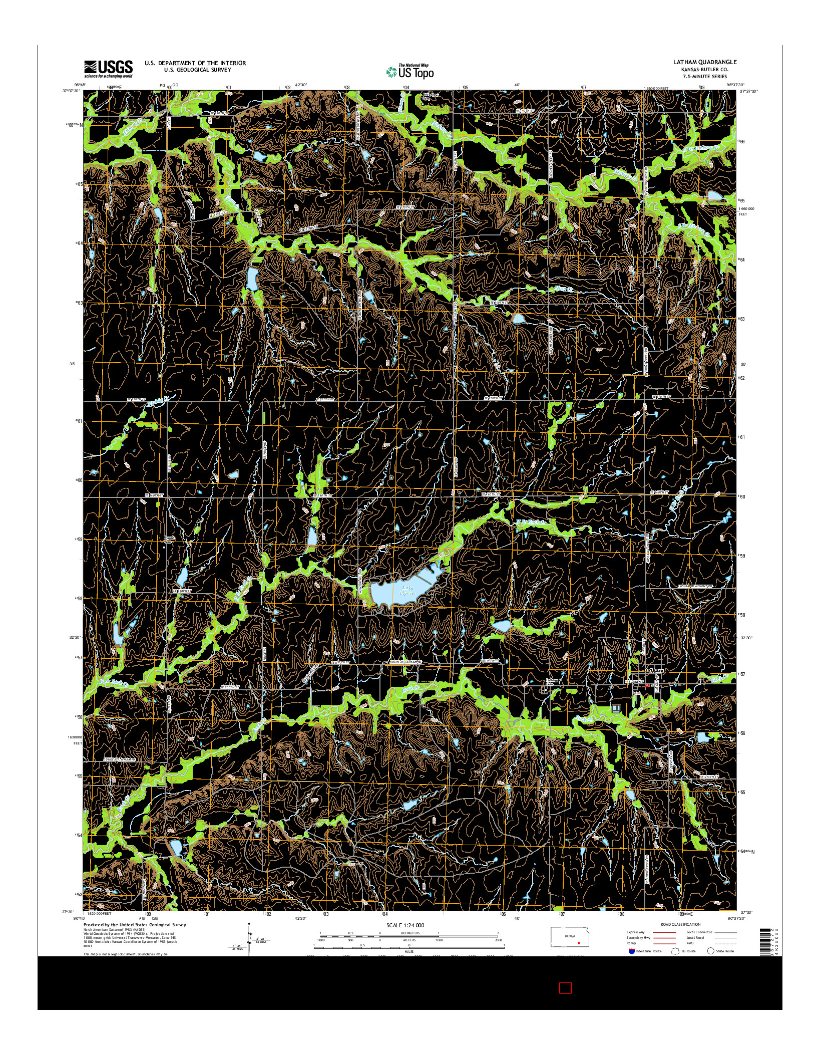 USGS US TOPO 7.5-MINUTE MAP FOR LATHAM, KS 2015
