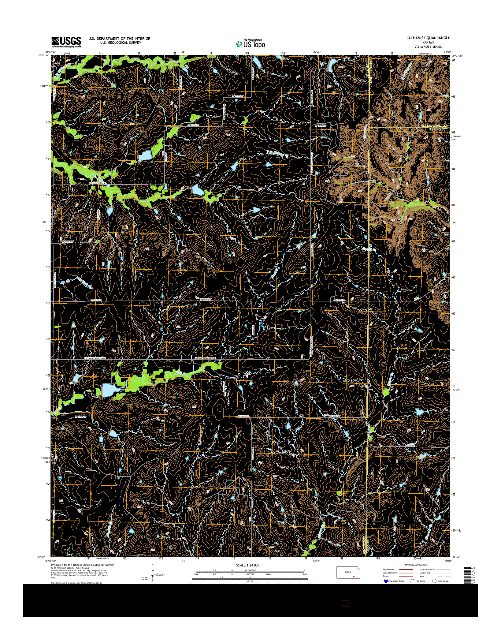 USGS US TOPO 7.5-MINUTE MAP FOR LATHAM SE, KS 2015