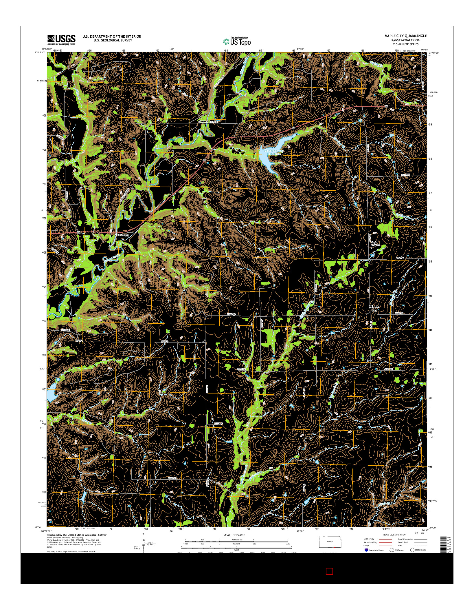 USGS US TOPO 7.5-MINUTE MAP FOR MAPLE CITY, KS 2015