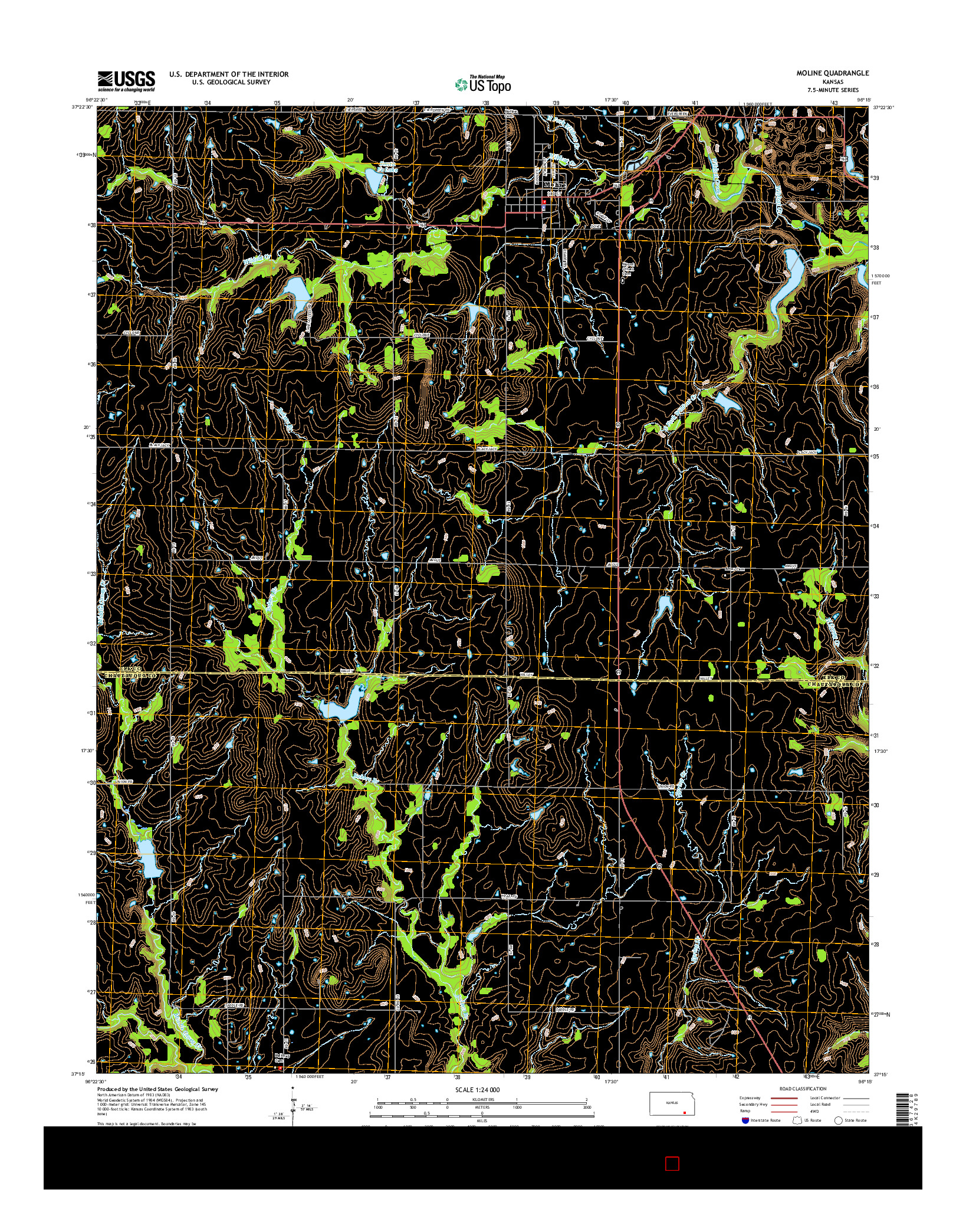 USGS US TOPO 7.5-MINUTE MAP FOR MOLINE, KS 2015