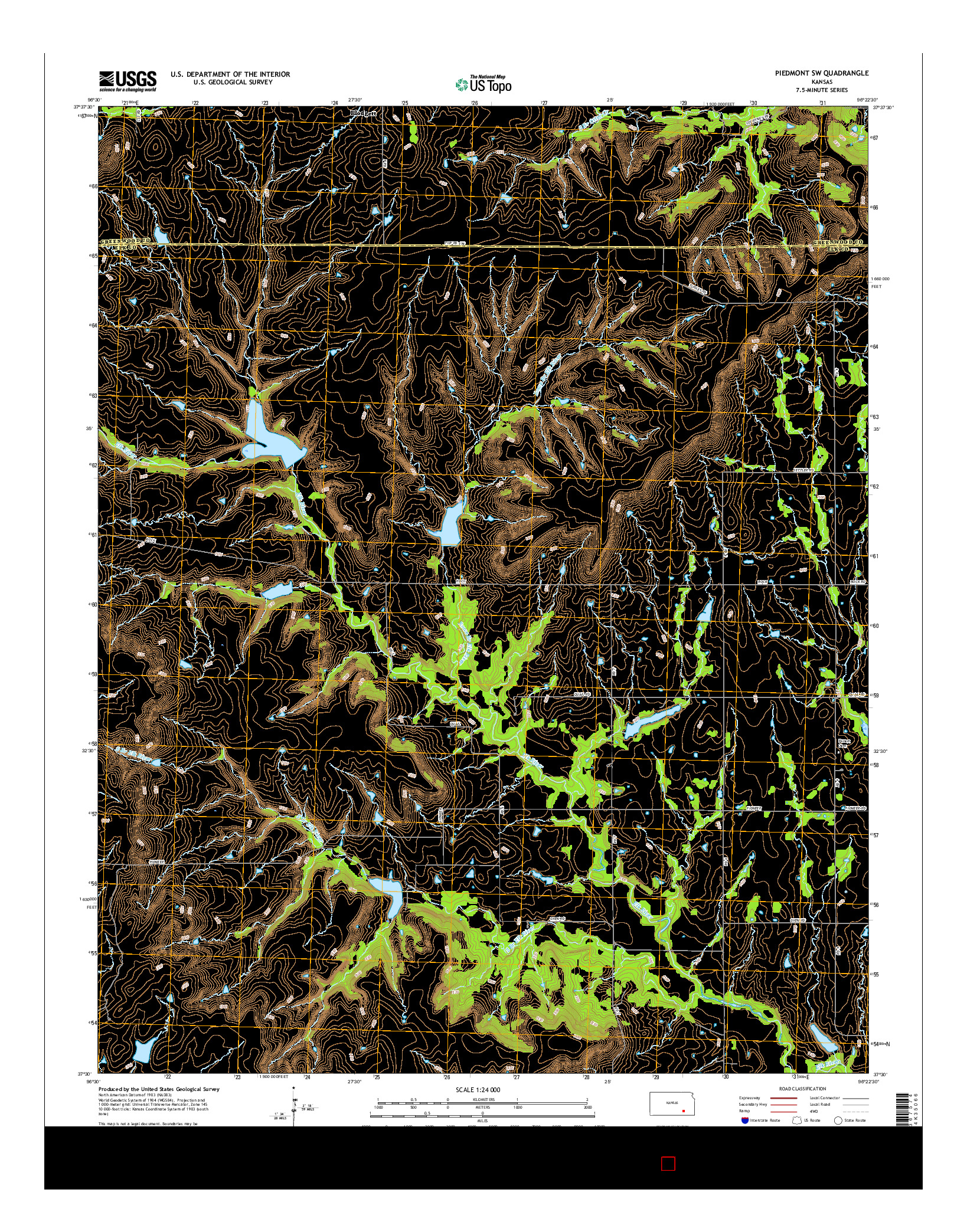 USGS US TOPO 7.5-MINUTE MAP FOR PIEDMONT SW, KS 2015