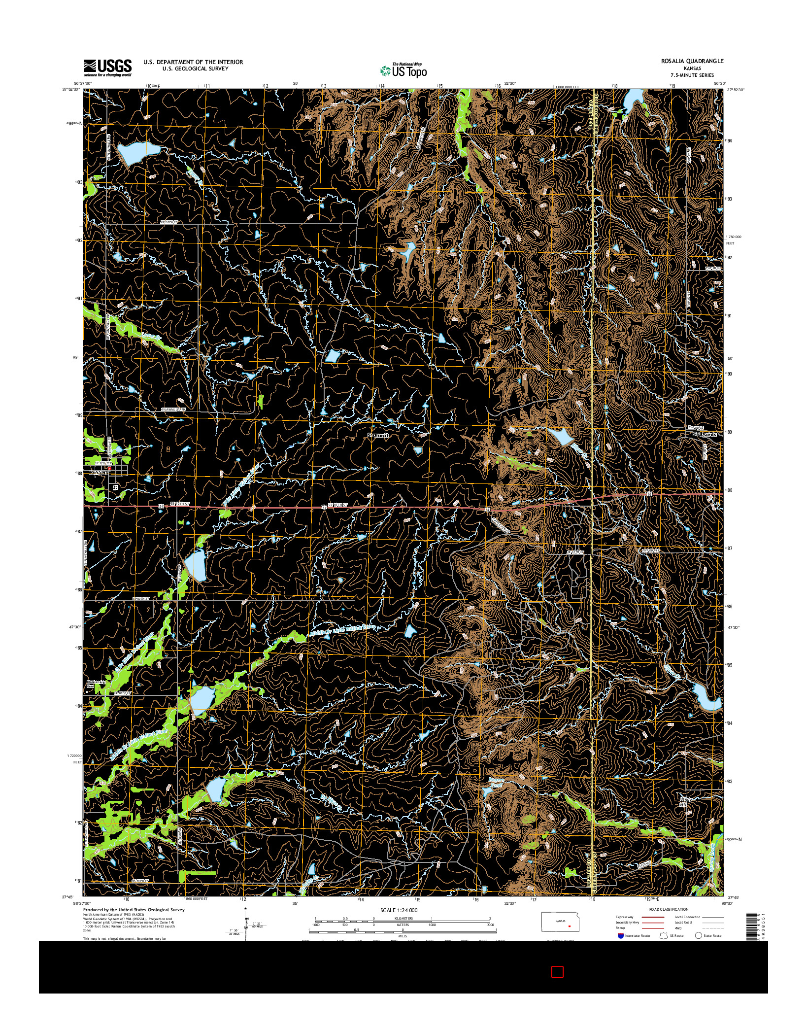 USGS US TOPO 7.5-MINUTE MAP FOR ROSALIA, KS 2015