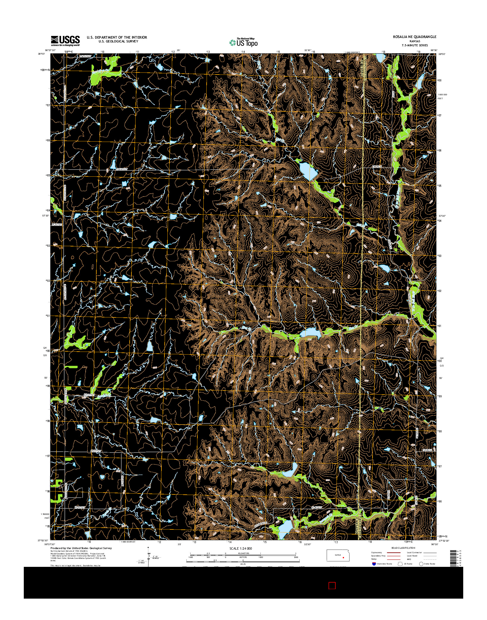 USGS US TOPO 7.5-MINUTE MAP FOR ROSALIA NE, KS 2015