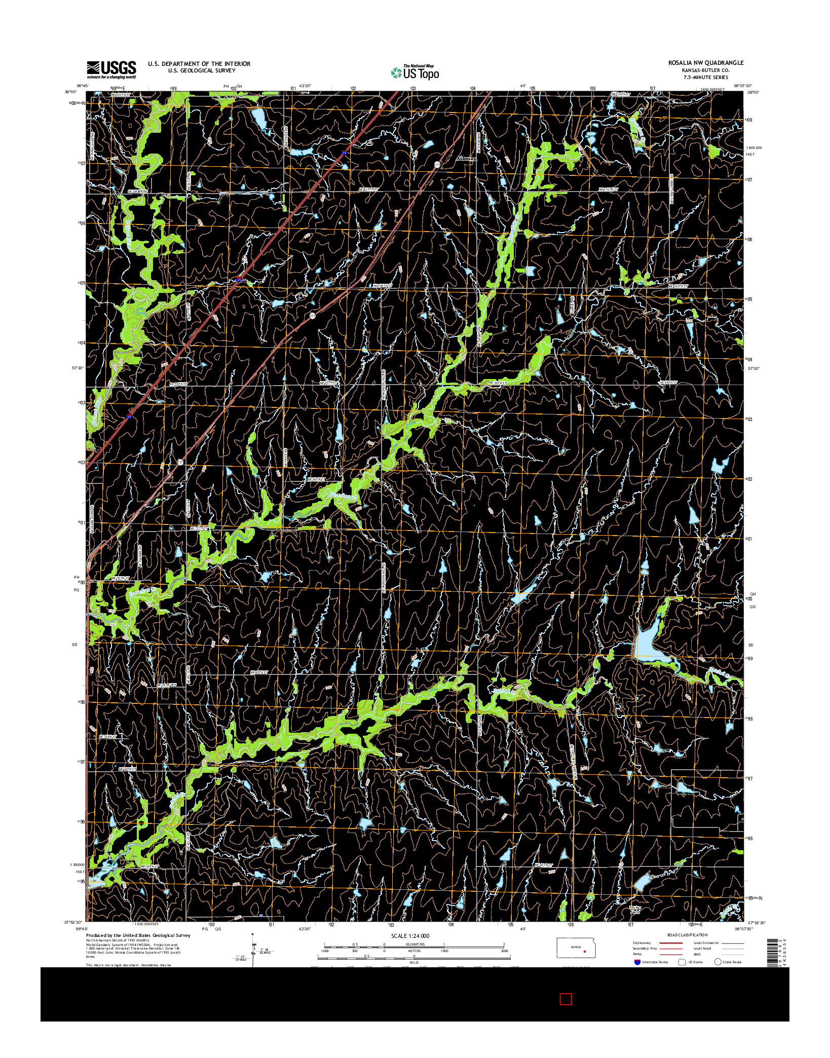 USGS US TOPO 7.5-MINUTE MAP FOR ROSALIA NW, KS 2015