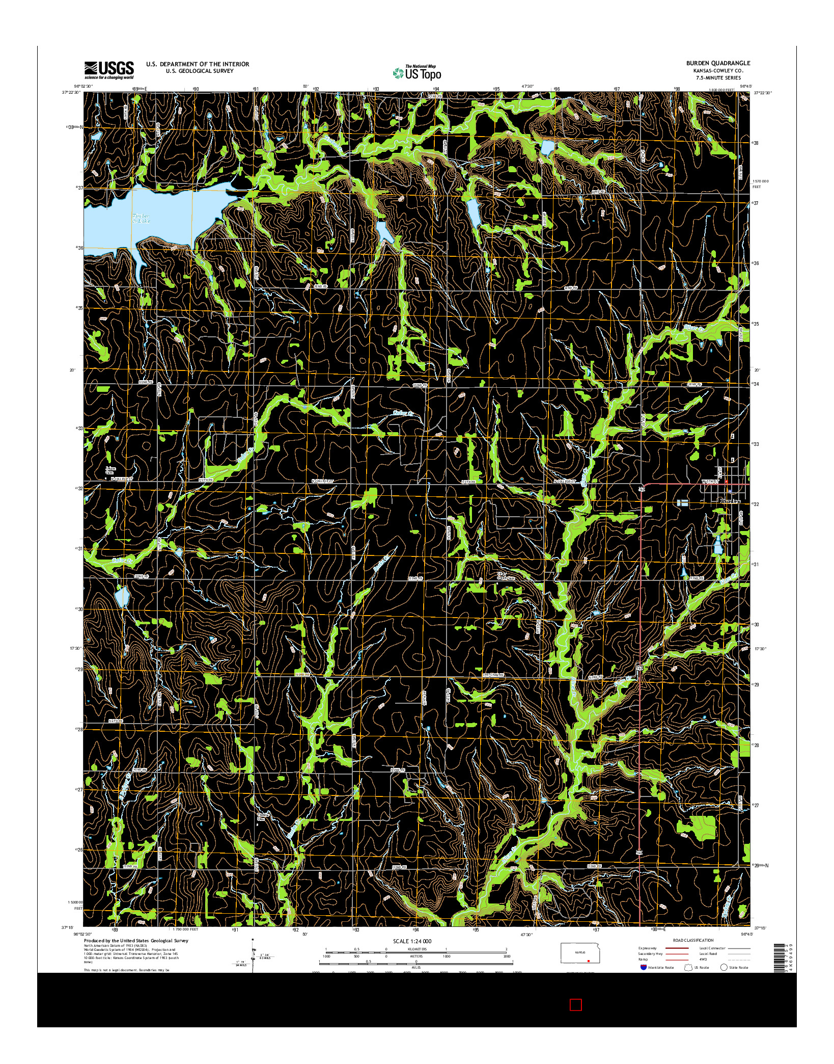 USGS US TOPO 7.5-MINUTE MAP FOR BURDEN, KS 2015