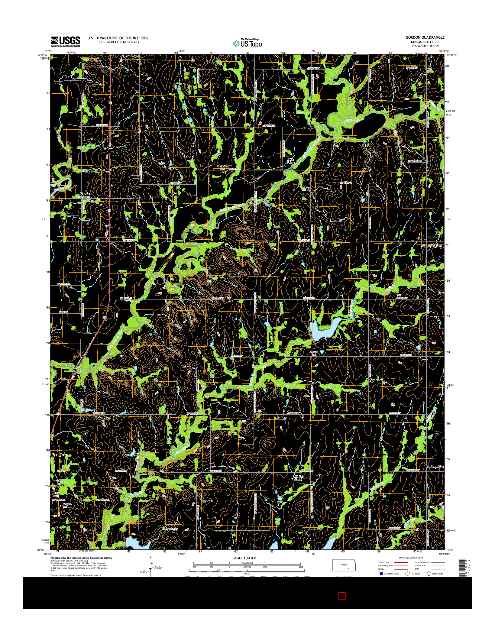 USGS US TOPO 7.5-MINUTE MAP FOR GORDON, KS 2015