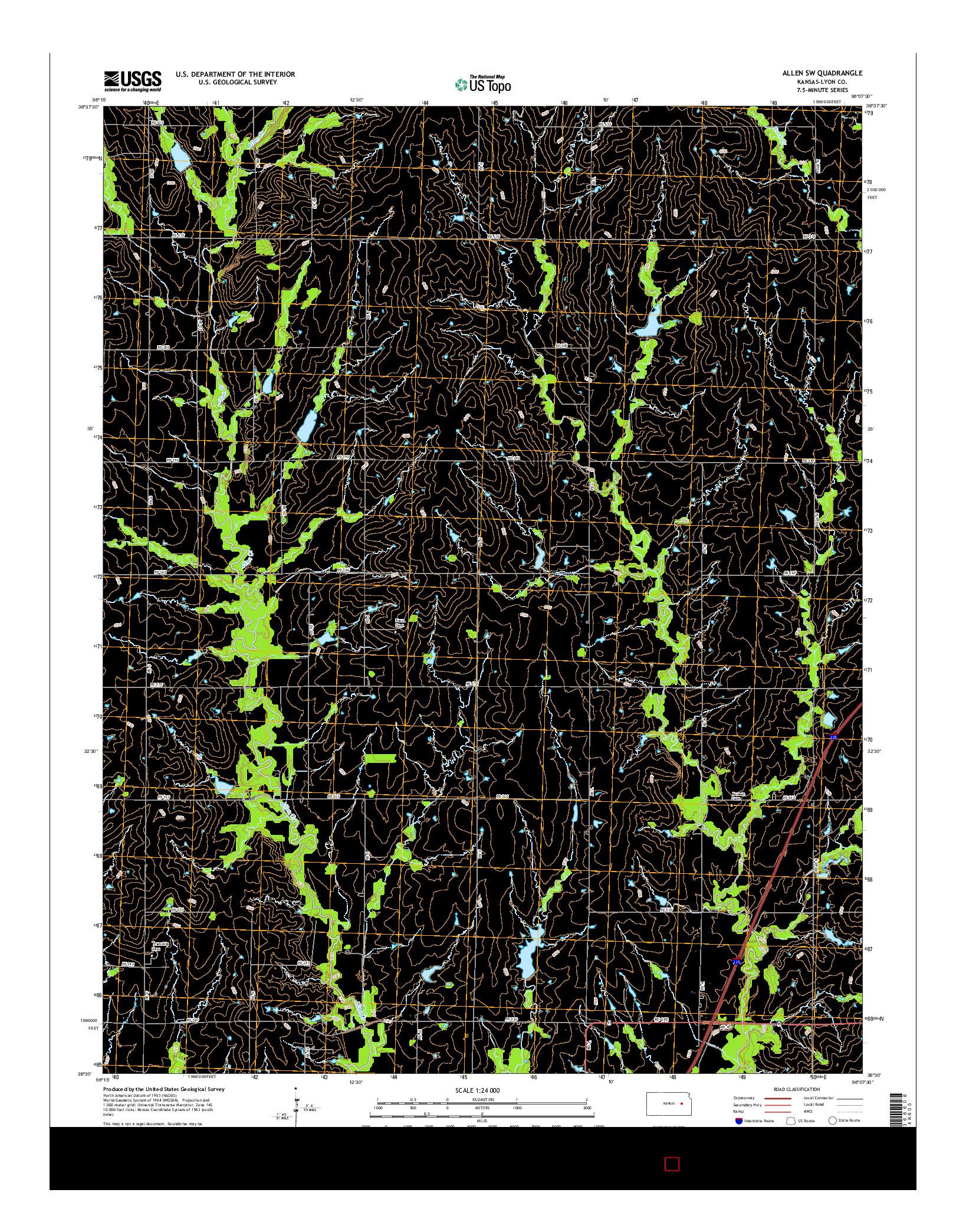 USGS US TOPO 7.5-MINUTE MAP FOR ALLEN SW, KS 2015