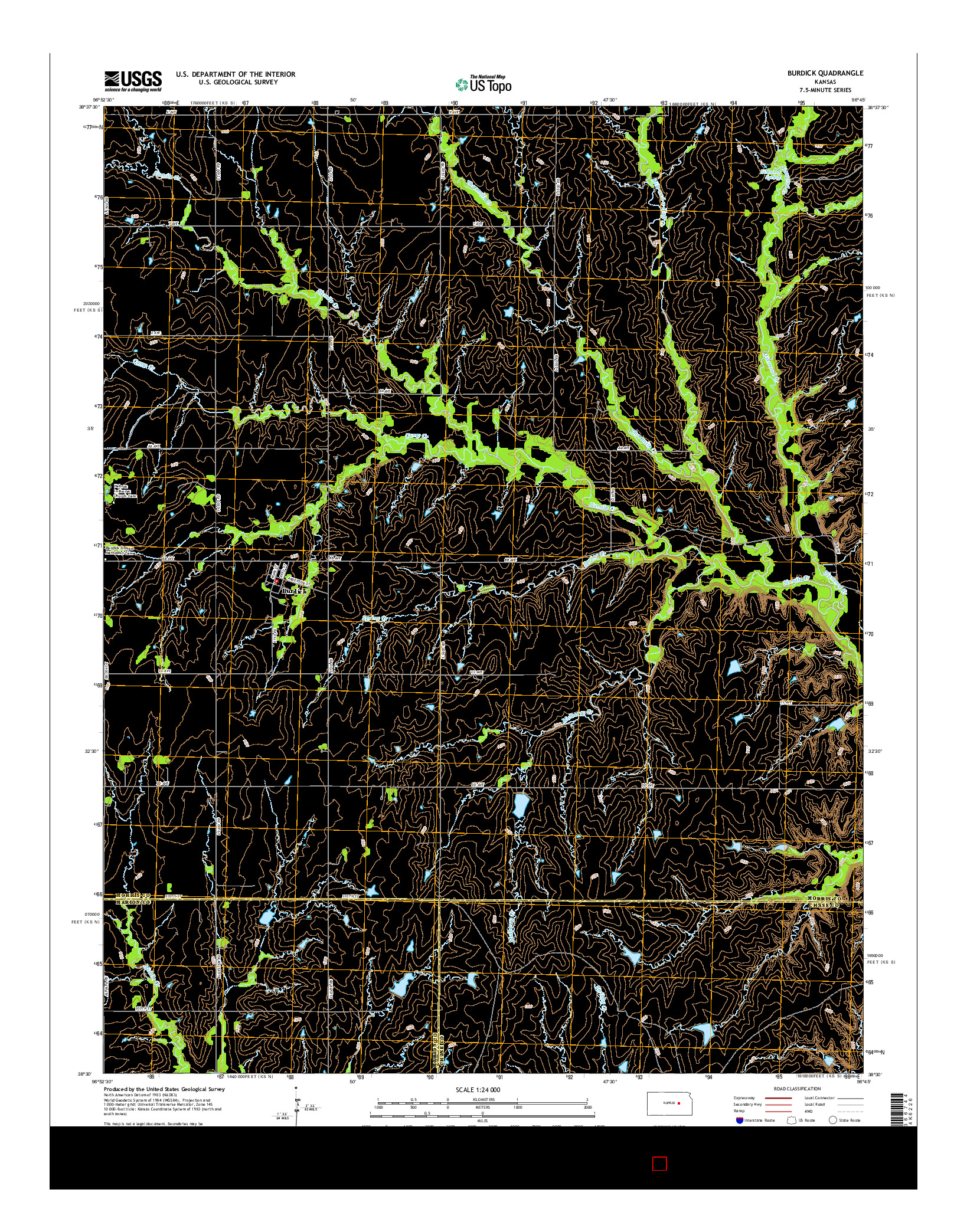USGS US TOPO 7.5-MINUTE MAP FOR BURDICK, KS 2015