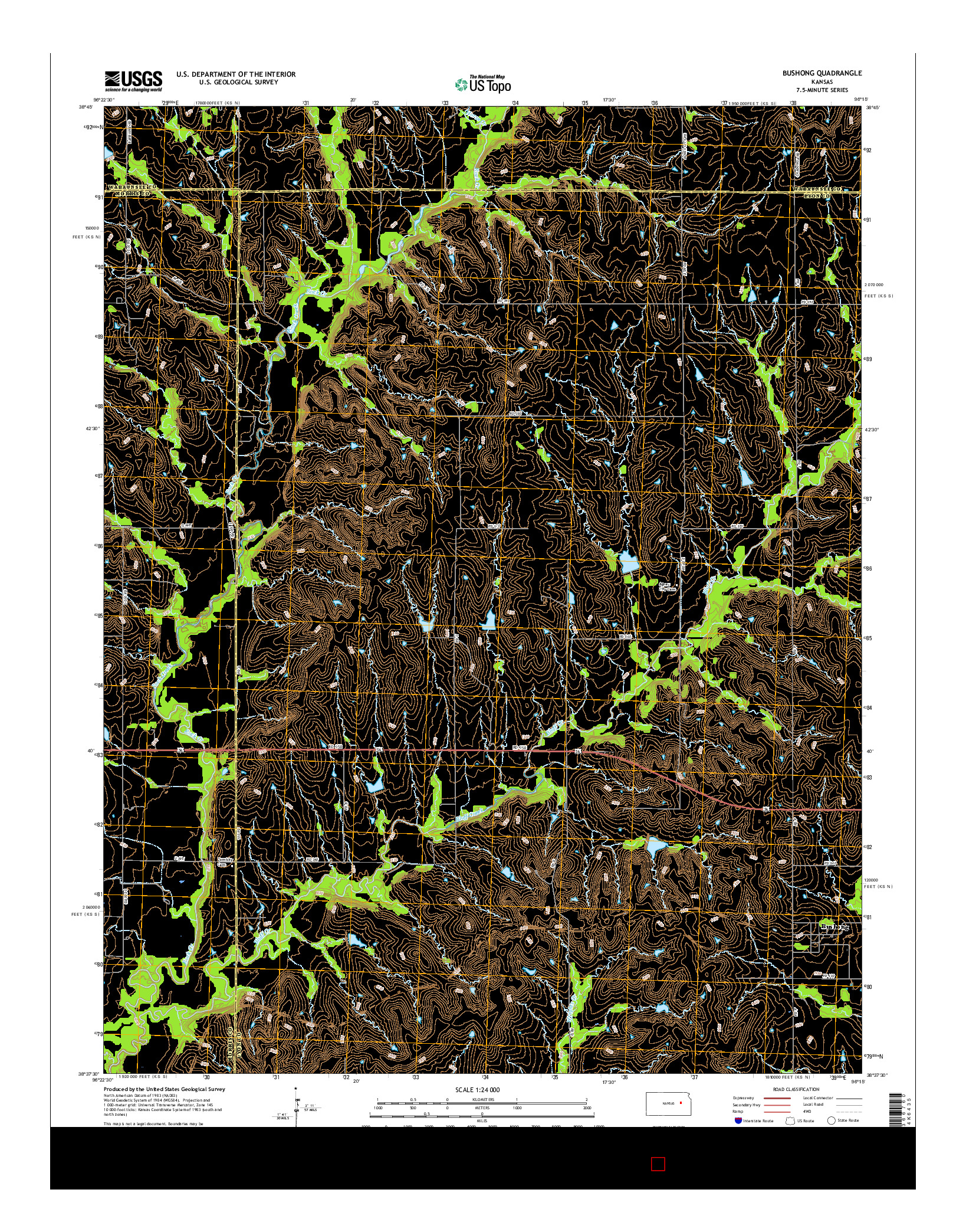 USGS US TOPO 7.5-MINUTE MAP FOR BUSHONG, KS 2015
