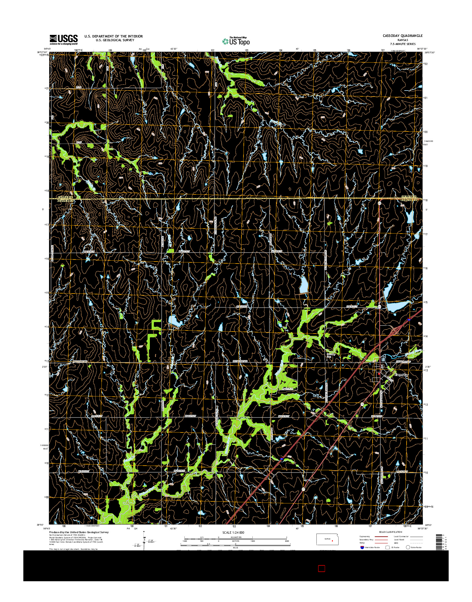 USGS US TOPO 7.5-MINUTE MAP FOR CASSODAY, KS 2015