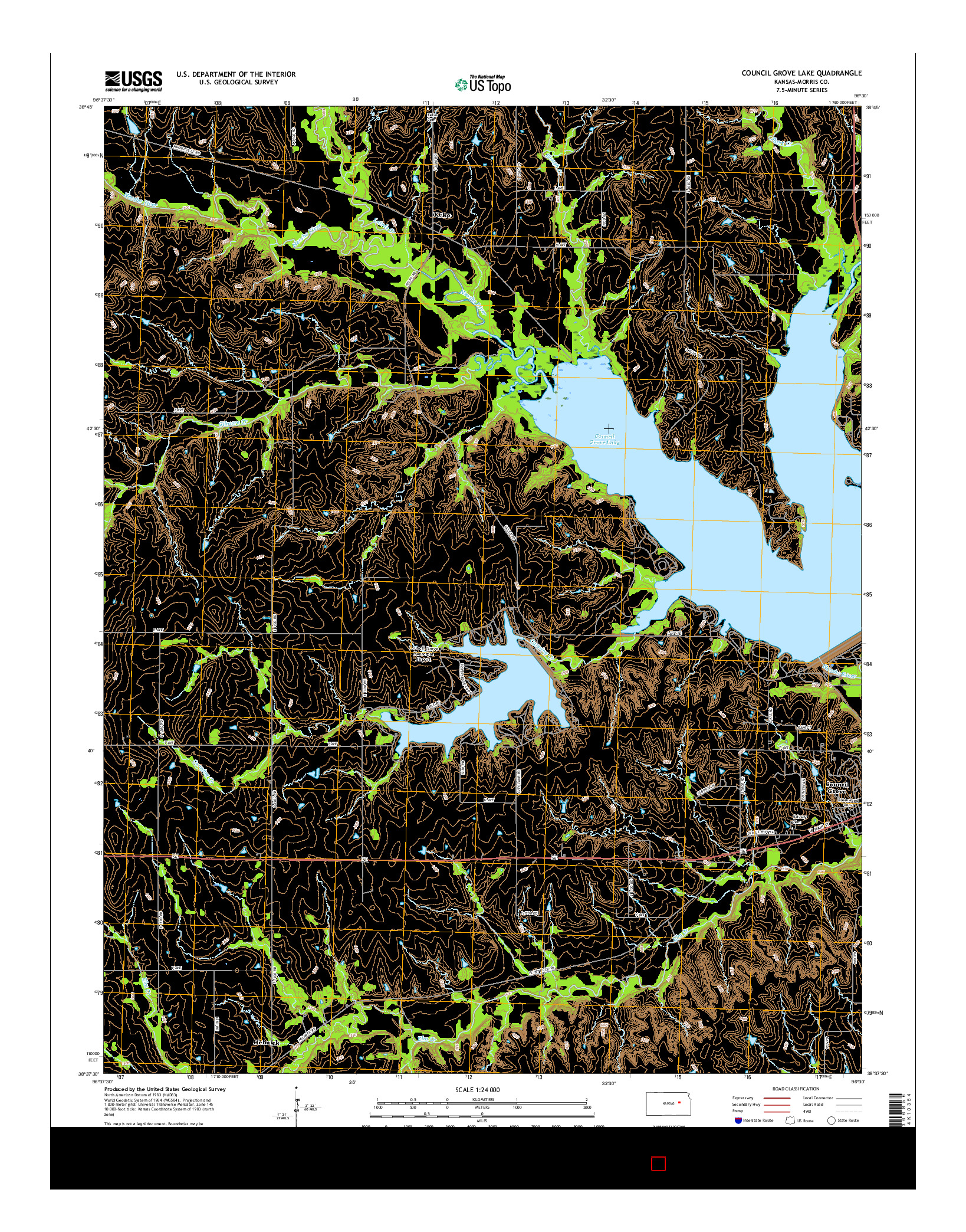 USGS US TOPO 7.5-MINUTE MAP FOR COUNCIL GROVE LAKE, KS 2015
