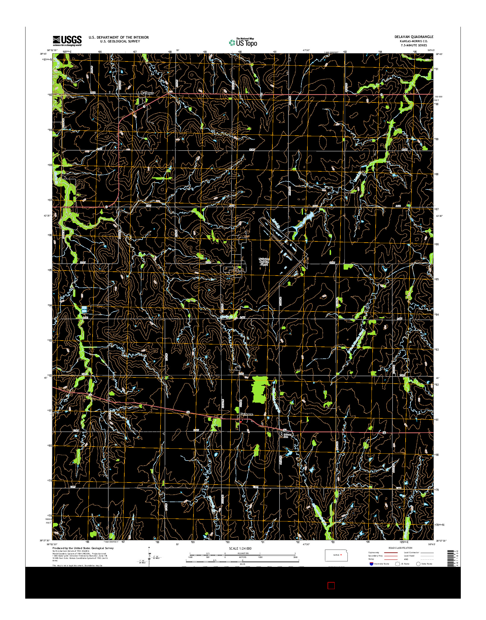 USGS US TOPO 7.5-MINUTE MAP FOR DELAVAN, KS 2015