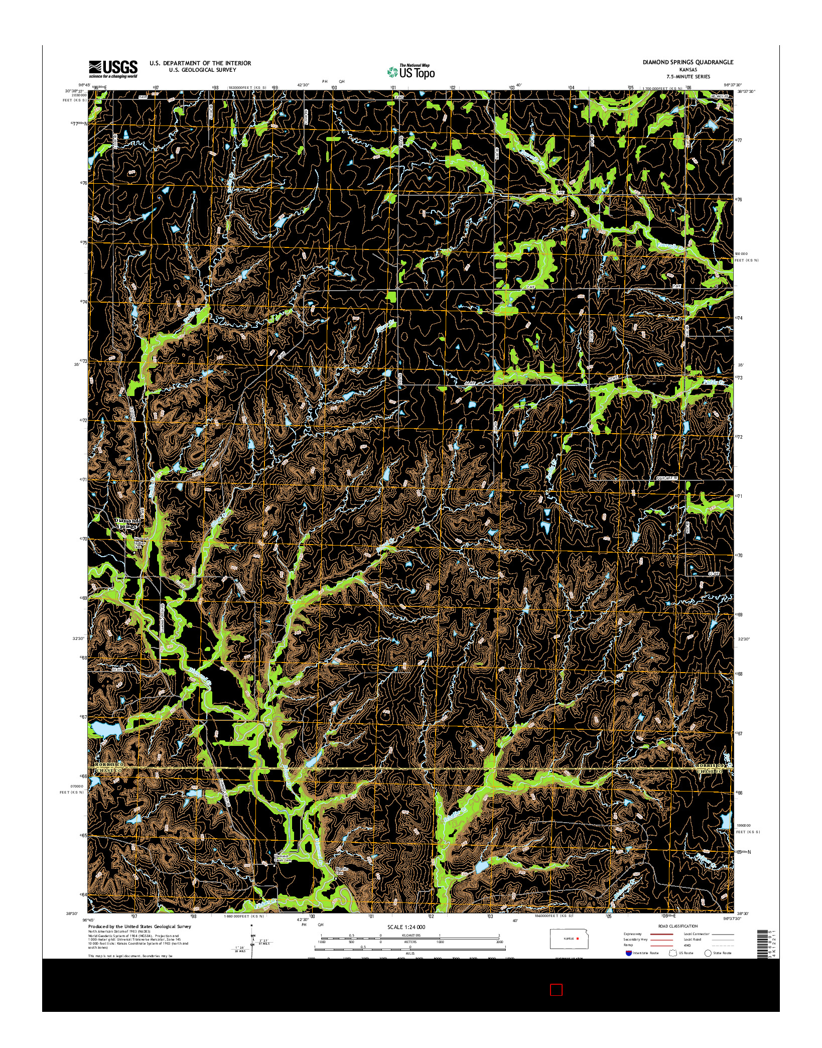 USGS US TOPO 7.5-MINUTE MAP FOR DIAMOND SPRINGS, KS 2015