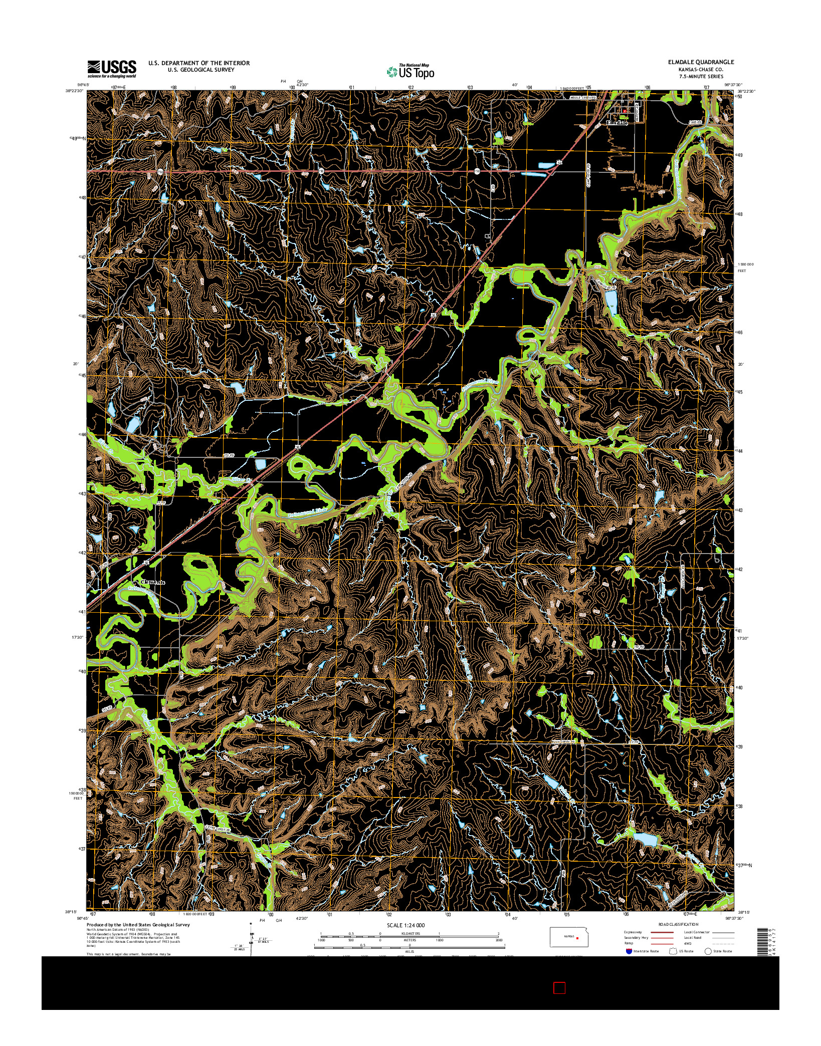 USGS US TOPO 7.5-MINUTE MAP FOR ELMDALE, KS 2015