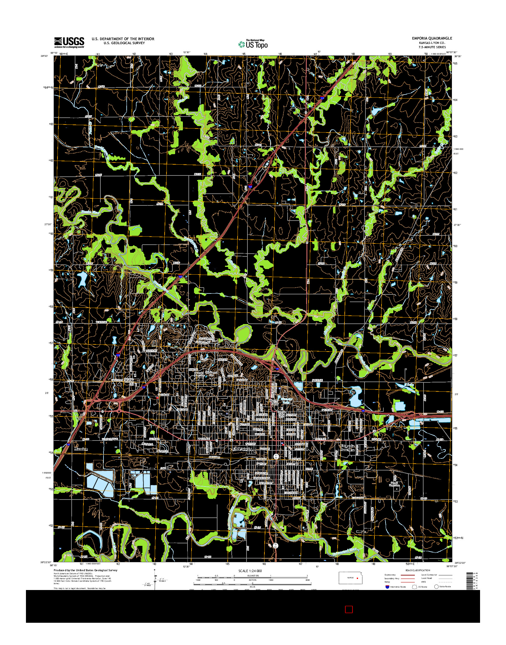 USGS US TOPO 7.5-MINUTE MAP FOR EMPORIA, KS 2015